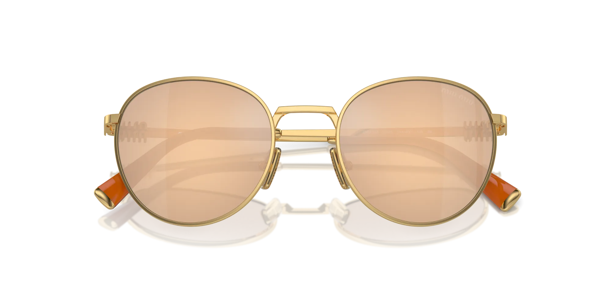 Miu Miu MU 55ZS 5AK40D Occhiali da sole Metallo Oro Arancione Rotonda Normale Specchiato - immagine 2