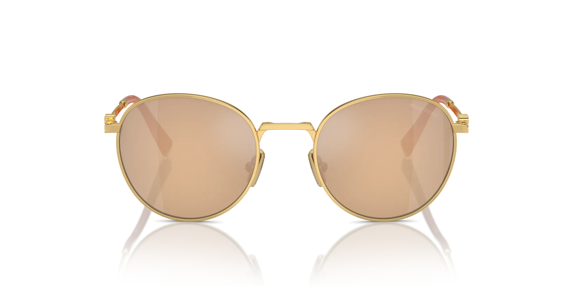 Miu Miu MU 55ZS 5AK40D Occhiali da sole Metallo Oro Arancione Rotonda Normale Specchiato - immagine 3