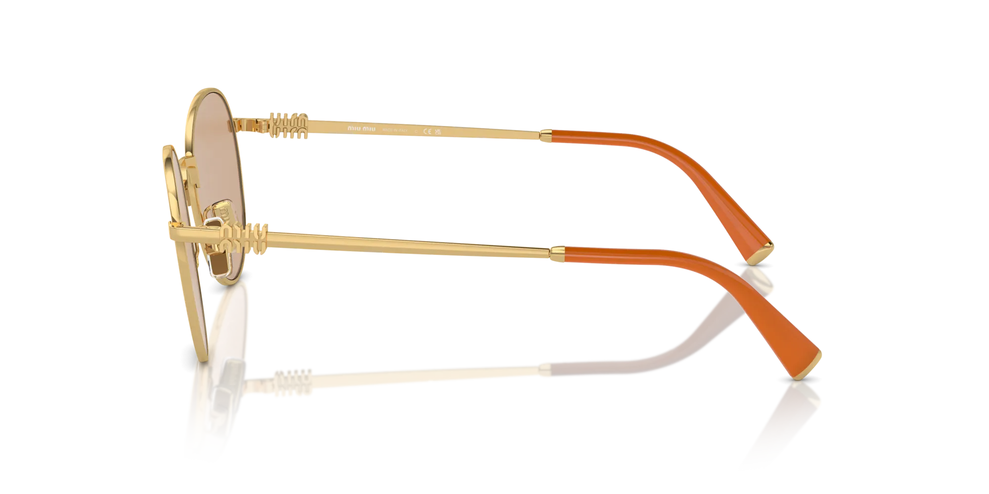Miu Miu MU 55ZS 5AK40D Occhiali da sole Metallo Oro Arancione Rotonda Normale Specchiato - immagine 4