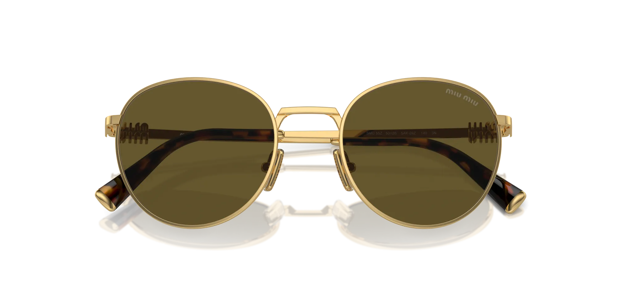 Miu Miu MU 55ZS 5AK09Z Occhiali da sole Metallo Oro Marrone Rotonda Normale - immagine 2