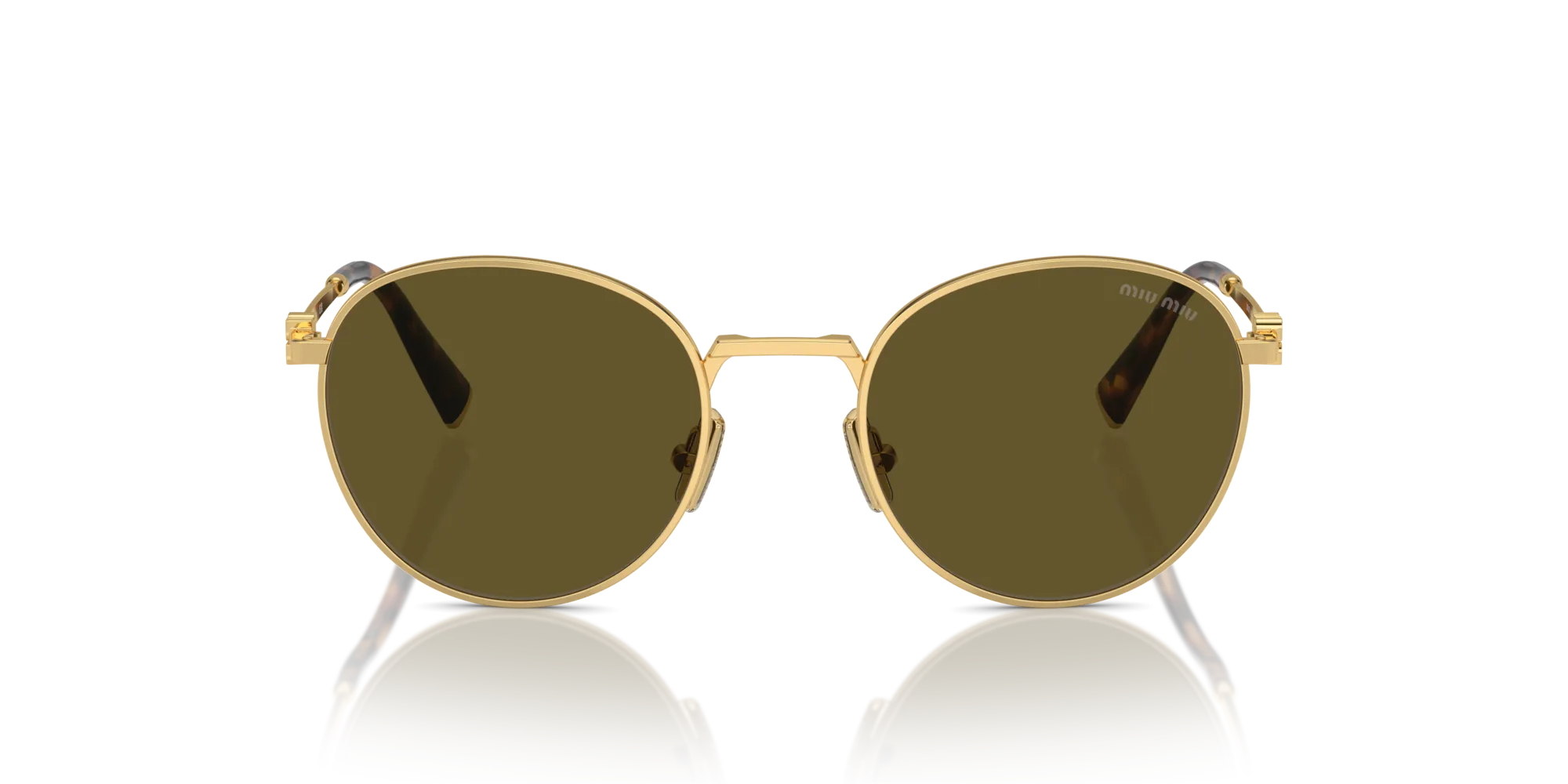 Miu Miu MU 55ZS 5AK09Z Occhiali da sole Metallo Oro Marrone Rotonda Normale - immagine 3