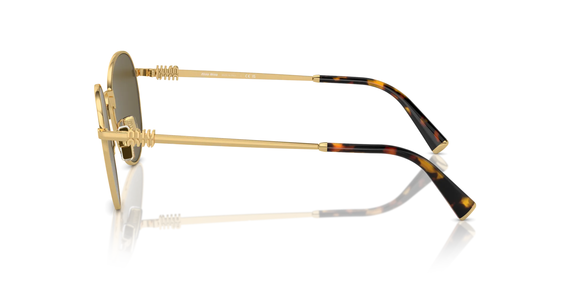 Miu Miu MU 55ZS 5AK09Z Occhiali da sole Metallo Oro Marrone Rotonda Normale - immagine 4