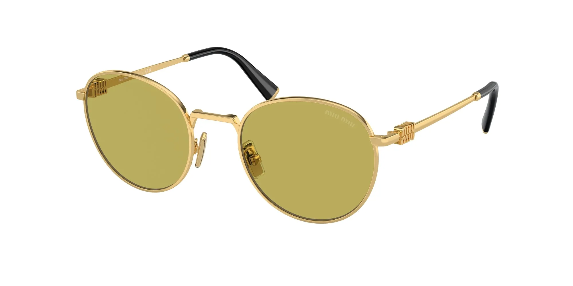 Miu Miu MU 55ZS 5AK07O Occhiali da sole Metallo Oro Verde Rotonda Normale - immagine 1
