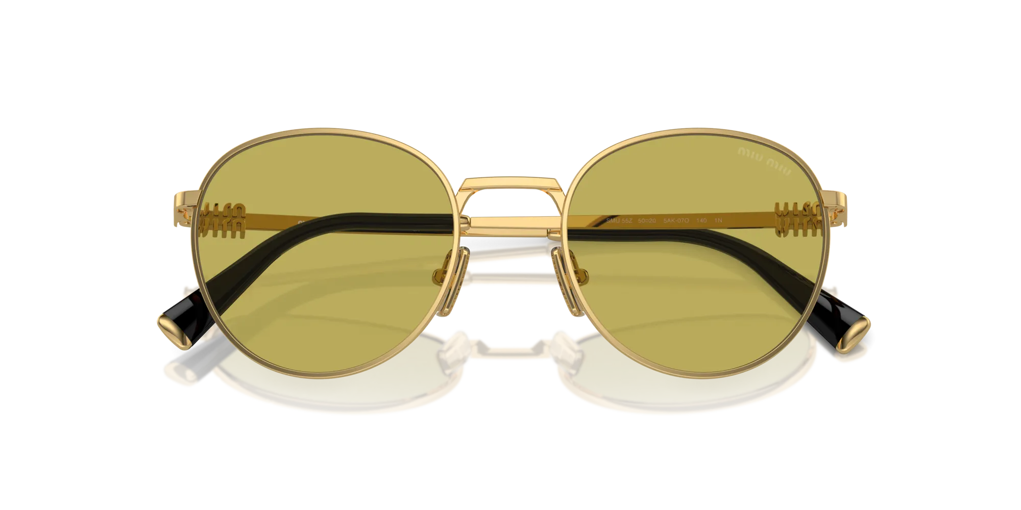 Miu Miu MU 55ZS 5AK07O Occhiali da sole Metallo Oro Verde Rotonda Normale - immagine 2