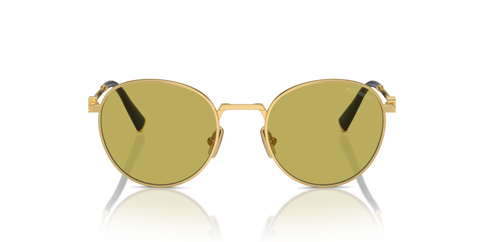 Miu Miu MU 55ZS 5AK07O Occhiali da sole Metallo Oro Verde Rotonda Normale - immagine 3