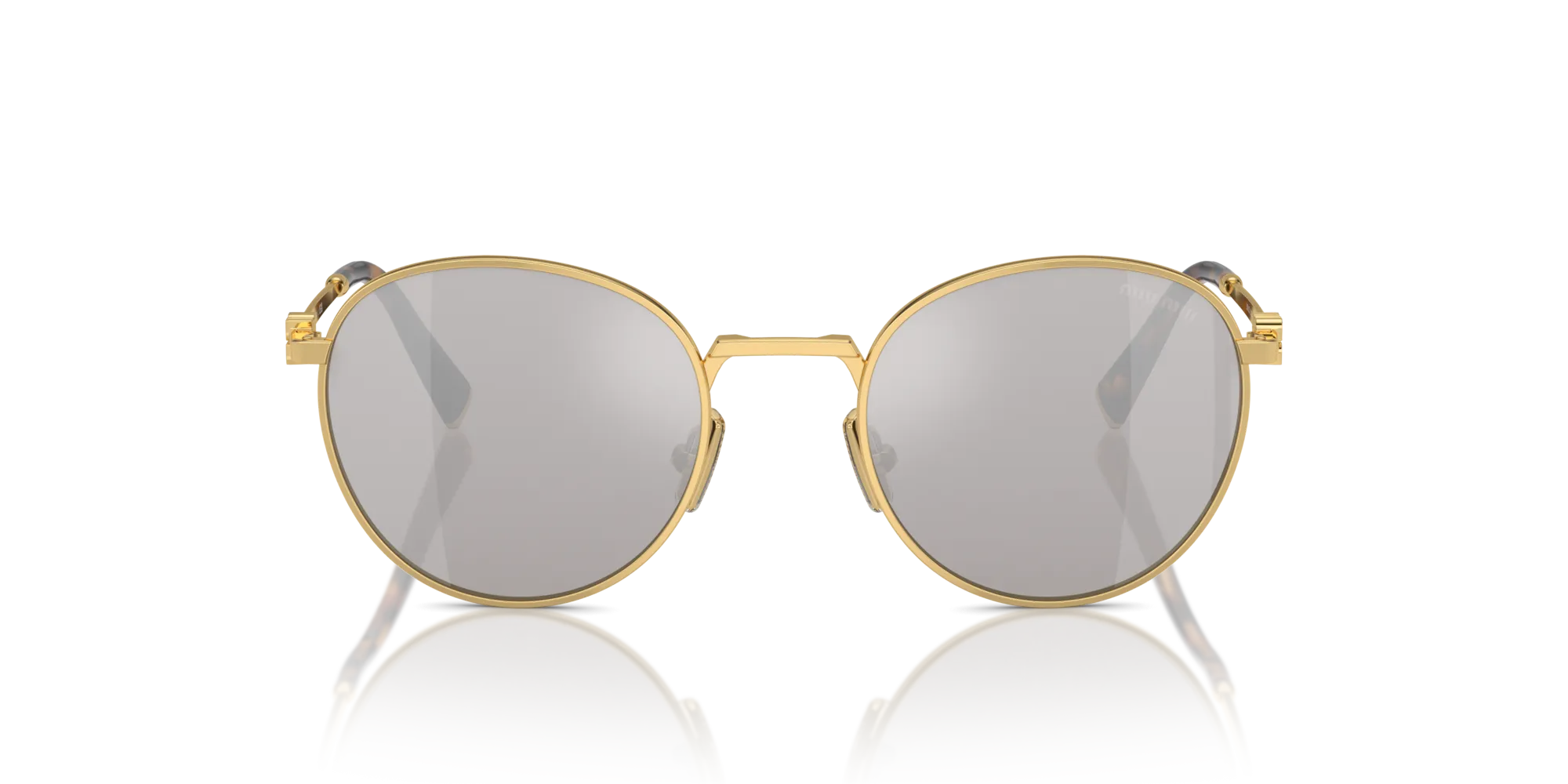 Miu Miu MU 55ZS 5AK07F Occhiali da sole Metallo Oro Grigio Rotonda Specchiate Specchiato - immagine 3