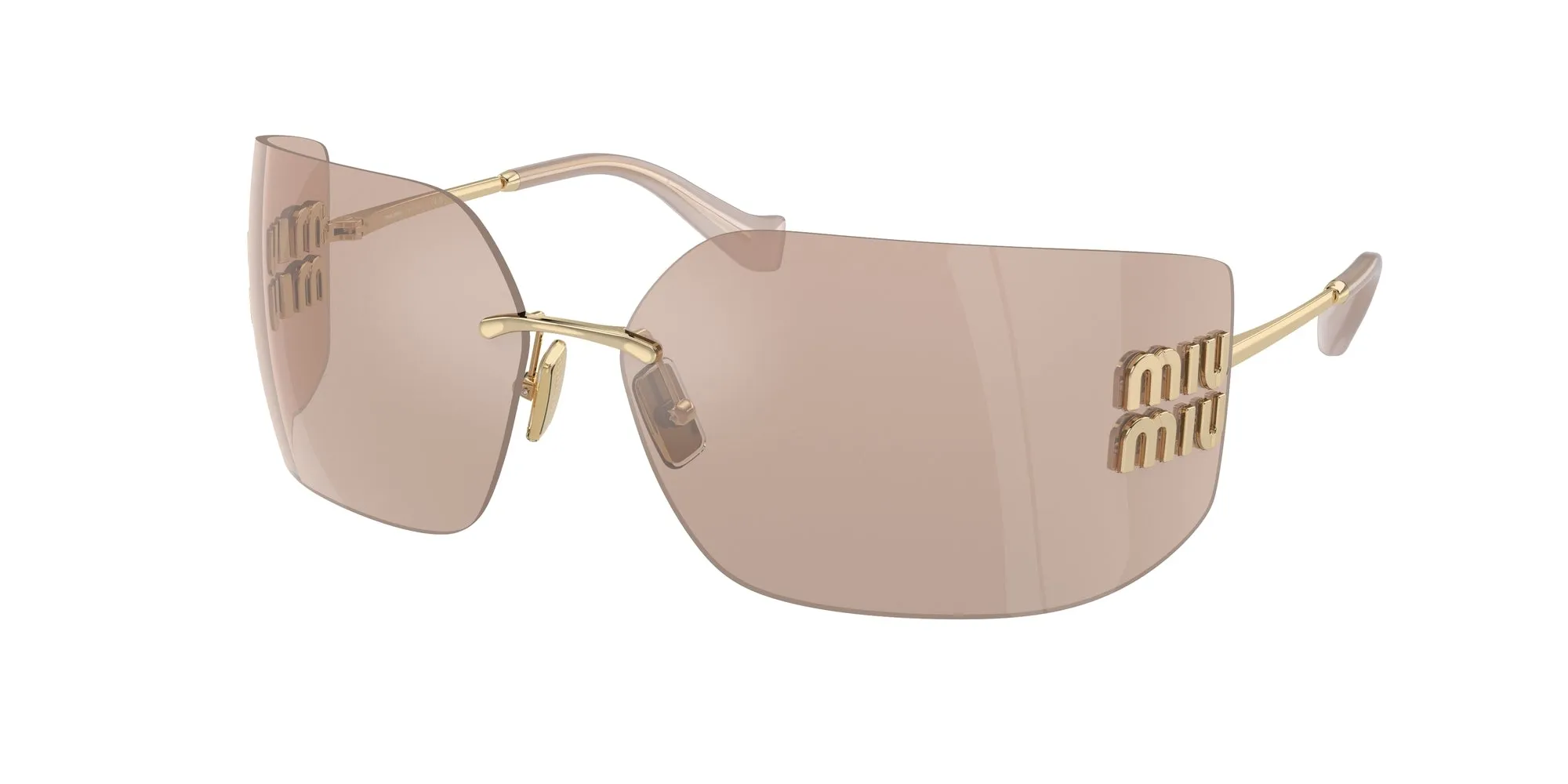 Miu Miu MU 54YS ZVN20F Occhiali da sole Metallo Oro Rosa Geometrica Normale Specchiato - immagine 1