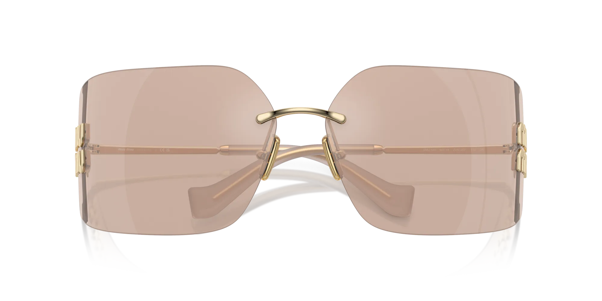 Miu Miu MU 54YS ZVN20F Occhiali da sole Metallo Oro Rosa Geometrica Normale Specchiato - immagine 2