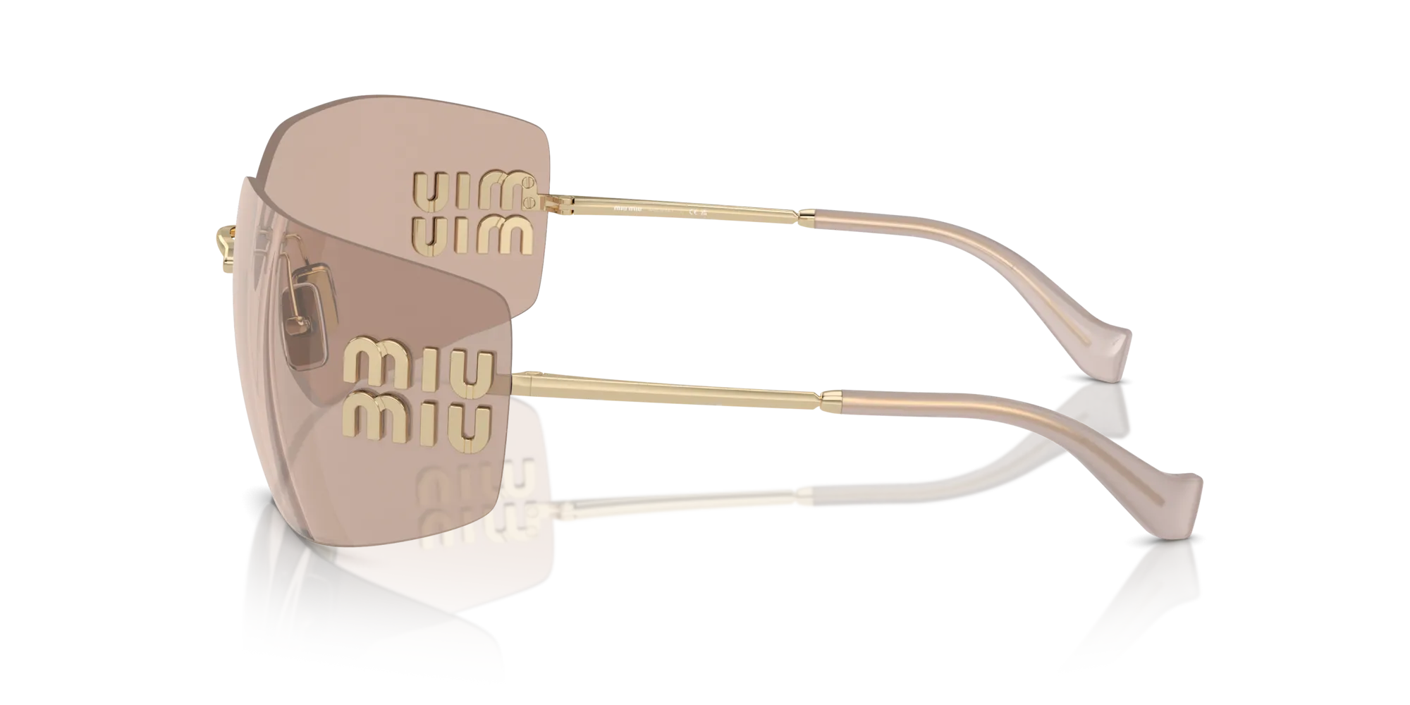 Miu Miu MU 54YS ZVN20F Occhiali da sole Metallo Oro Rosa Geometrica Normale Specchiato - immagine 4