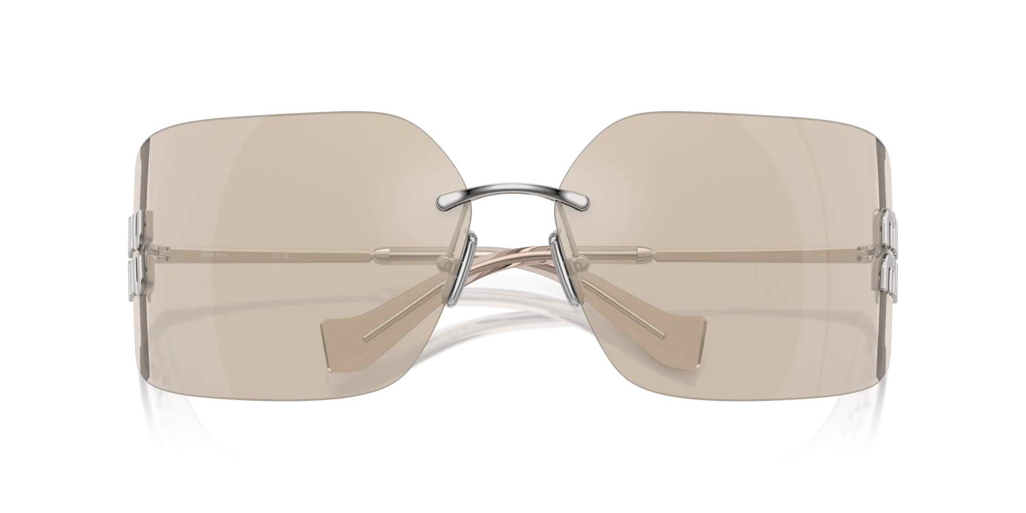 Miu Miu MU 54YS 1BC10F Occhiali da sole Metallo Argento Marrone Geometrica Normale Specchiato - immagine 2
