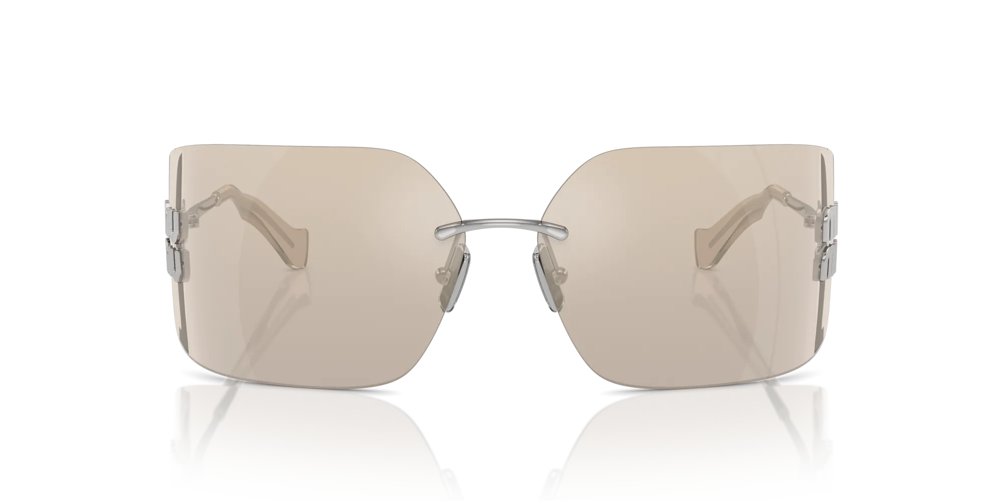 Miu Miu MU 54YS 1BC10F Occhiali da sole Metallo Argento Marrone Geometrica Normale Specchiato - immagine 3