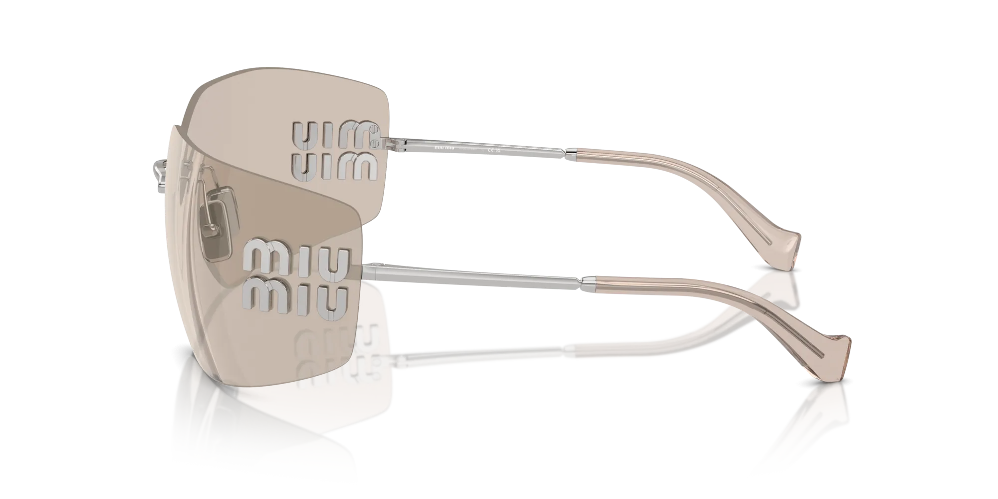 Miu Miu MU 54YS 1BC10F Occhiali da sole Metallo Argento Marrone Geometrica Normale Specchiato - immagine 4