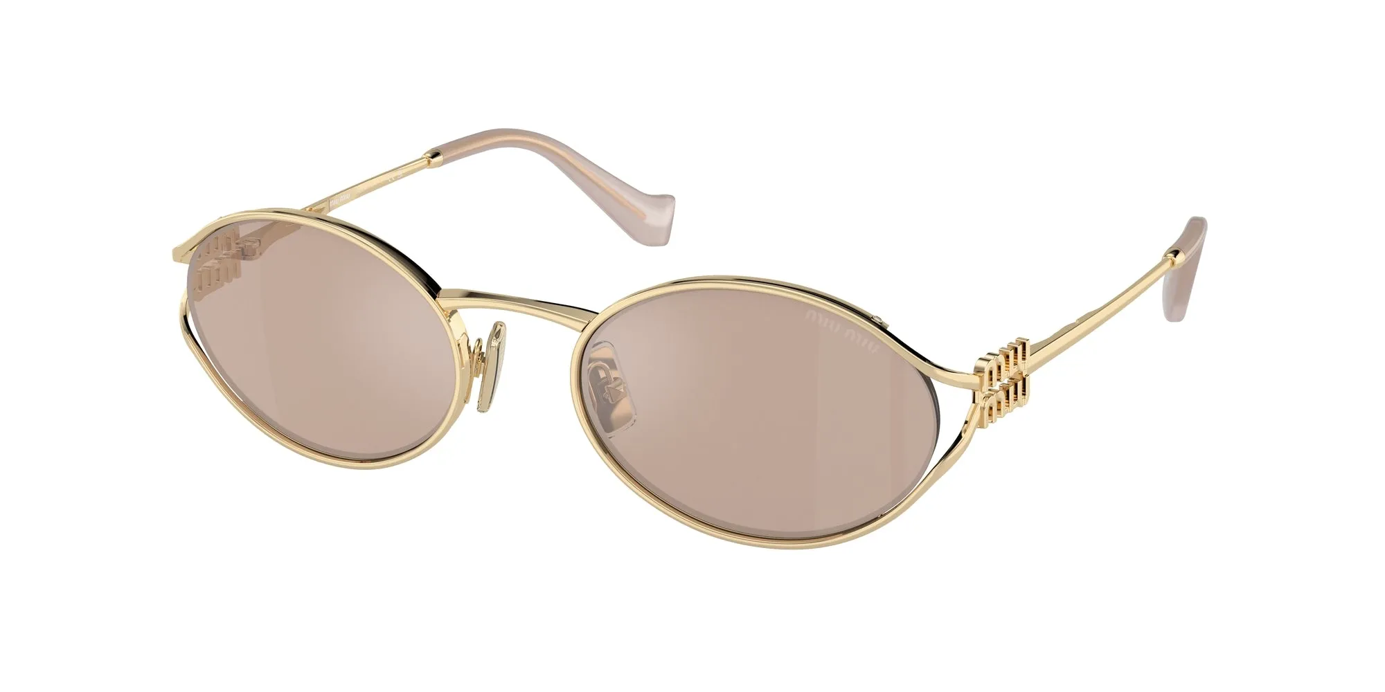 Miu Miu MU 52YS ZVN20F Occhiali da sole Metallo Oro Rosa Rotonda Normale Specchiato - immagine 1