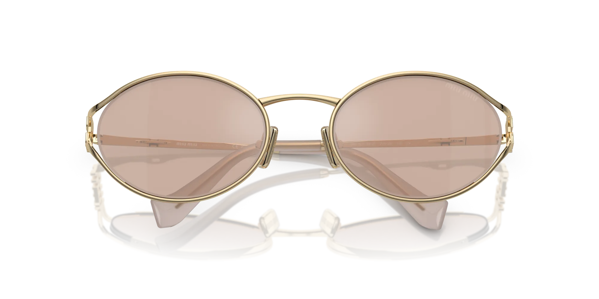 Miu Miu MU 52YS ZVN20F Occhiali da sole Metallo Oro Rosa Rotonda Normale Specchiato - immagine 2