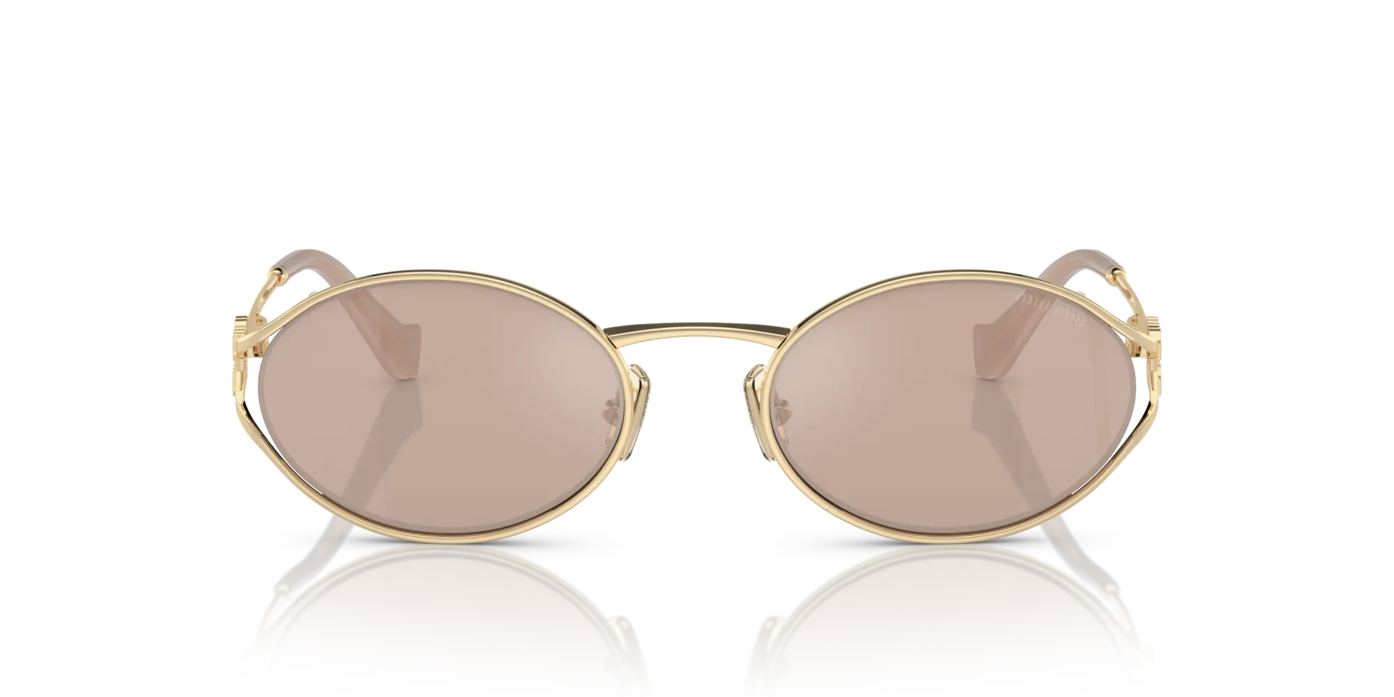 Miu Miu MU 52YS ZVN20F Occhiali da sole Metallo Oro Rosa Rotonda Normale Specchiato - immagine 3