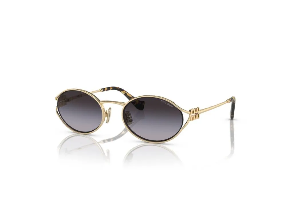 Miu Miu MU 52YS ZVN5D1 Occhiali da sole Metallo Oro Grigio Rotonda Normale Sfumato - immagine 1