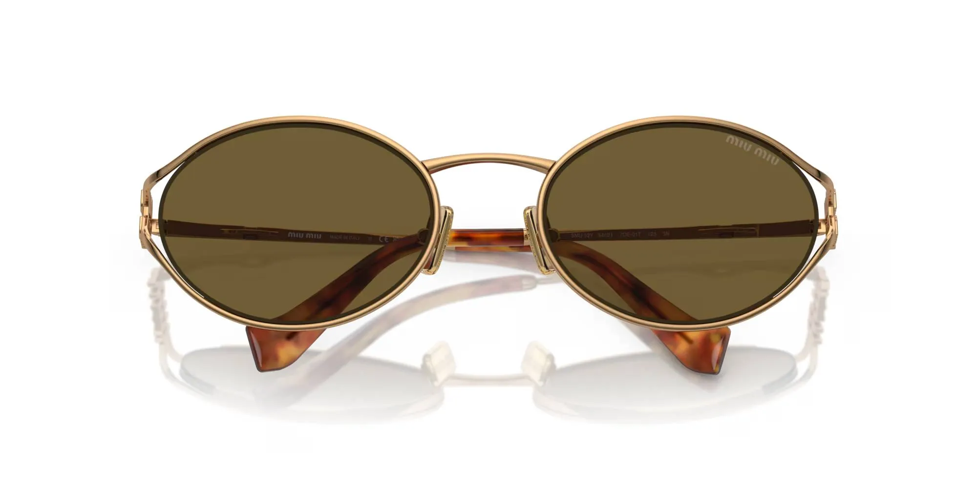 Miu Miu MU 52YS 7OE01T Occhiali da sole Metallo Oro Marrone Rotonda Normale - immagine 2