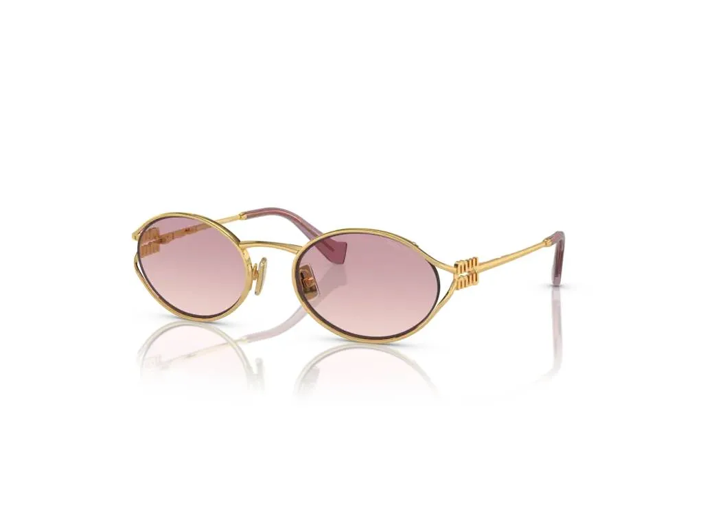 Miu Miu MU 52YS 5AK06S Occhiali da sole Metallo Oro Marrone Rotonda Normale Sfumato - immagine 1