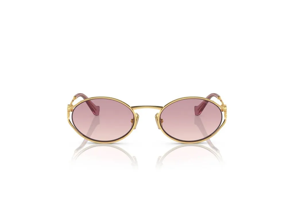 Miu Miu MU 52YS 5AK06S Occhiali da sole Metallo Oro Marrone Rotonda Normale Sfumato - immagine 2