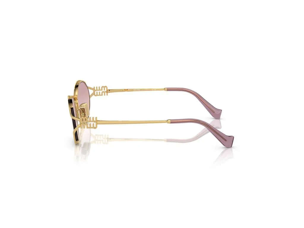 Miu Miu MU 52YS 5AK06S Occhiali da sole Metallo Oro Marrone Rotonda Normale Sfumato - immagine 3