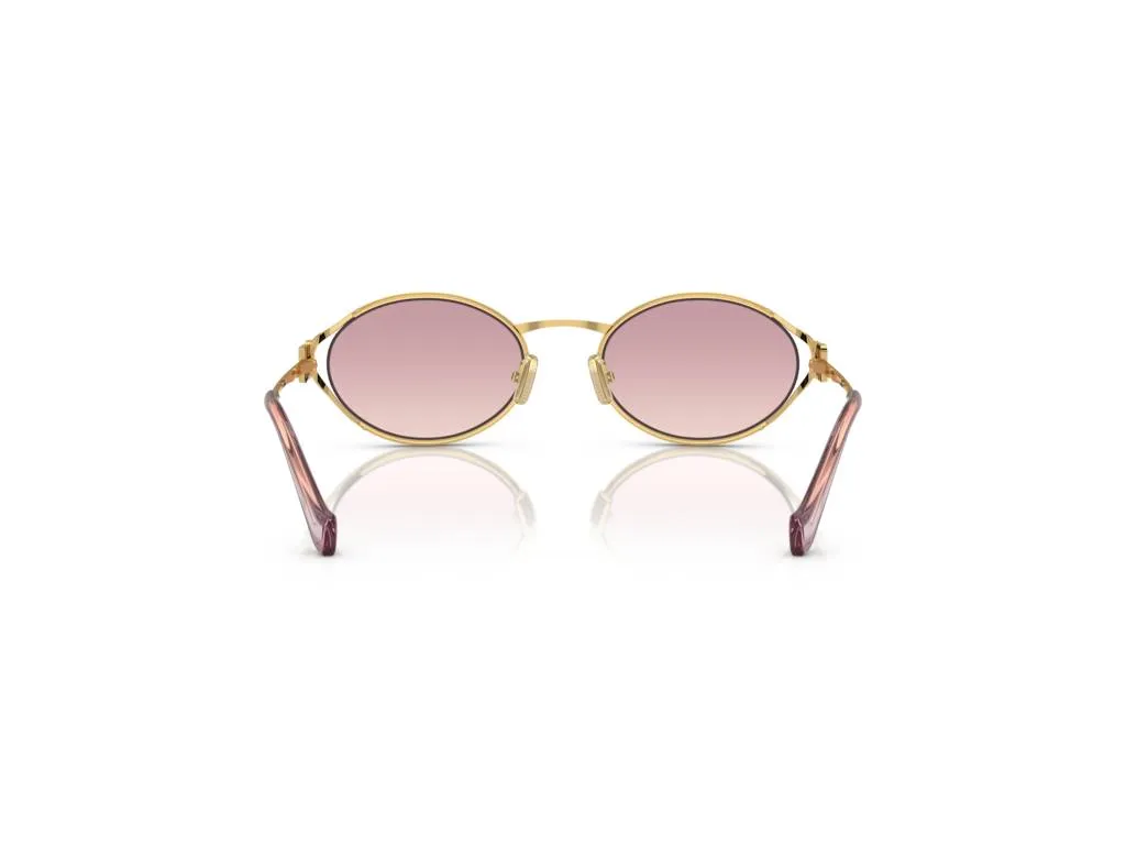 Miu Miu MU 52YS 5AK06S Occhiali da sole Metallo Oro Marrone Rotonda Normale Sfumato - immagine 4