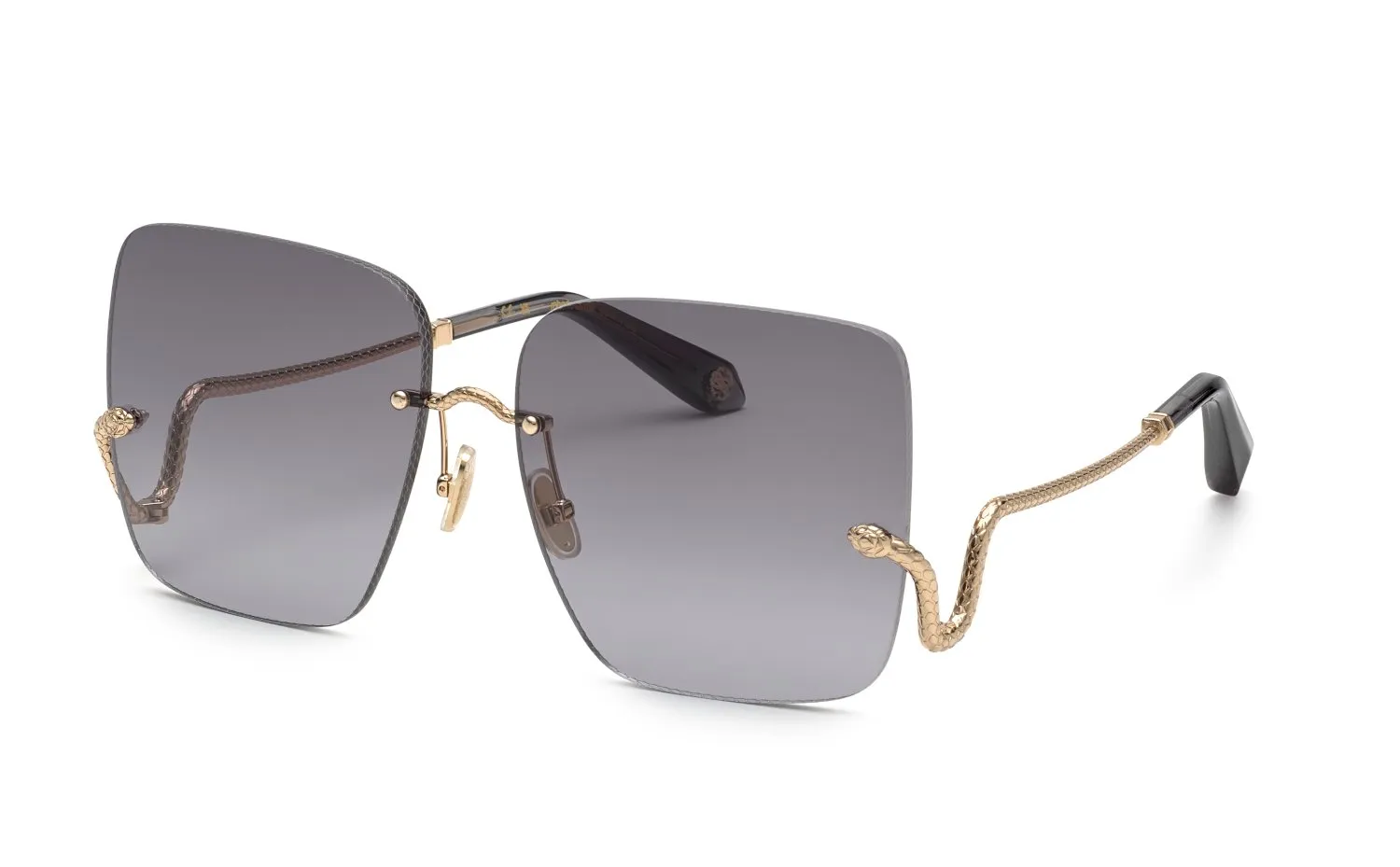Roberto Cavalli SRC061 300 Occhiali da sole Metallo Oro Fumo Squadrata Antiriflesso Sfumato - immagine 1