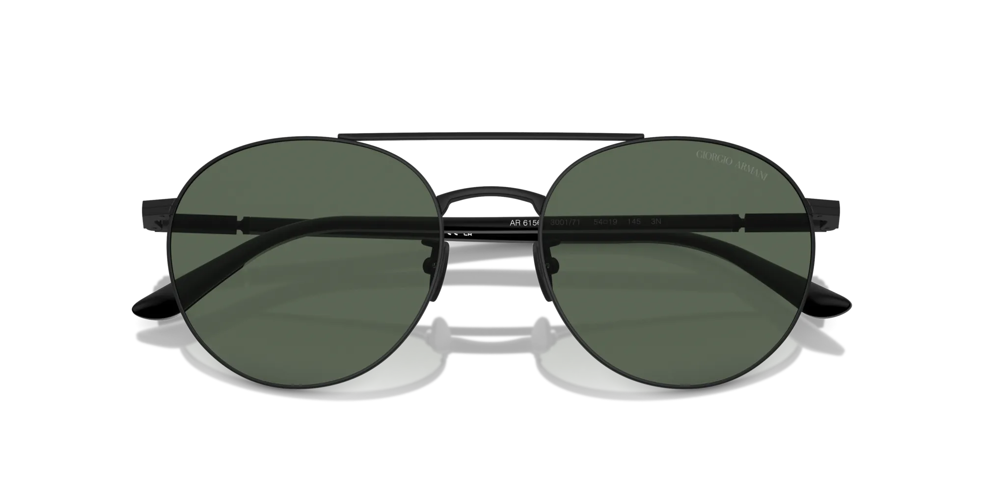 Giorgio Armani AR6156 300171 Occhiali da sole Acciaio Nero Verde Rotonda Normale - immagine 2