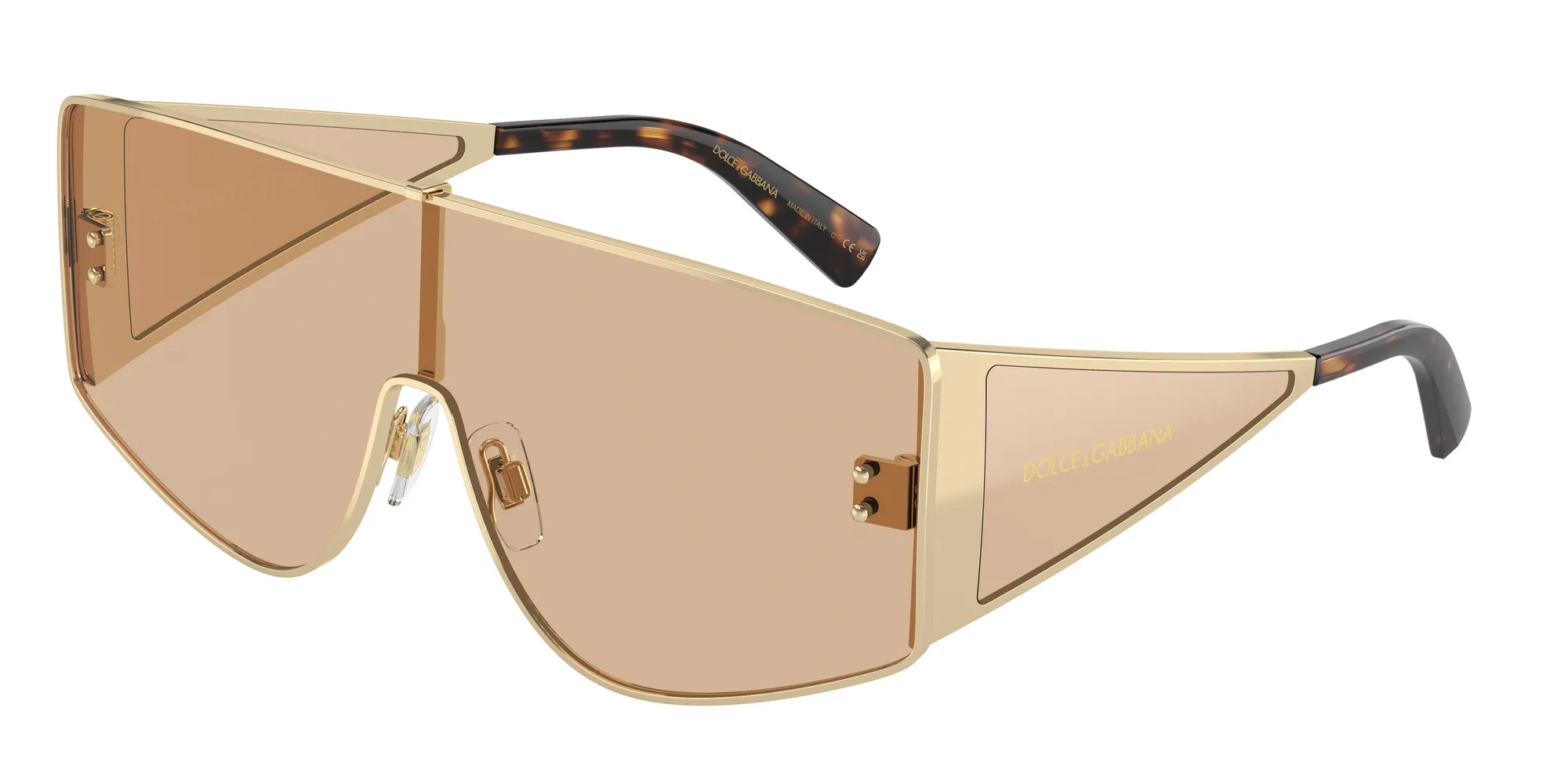 Dolce & Gabbana DG2305 13655A Occhiali da sole Metallo Oro Marrone Squadrata Normale Flash - immagine 1