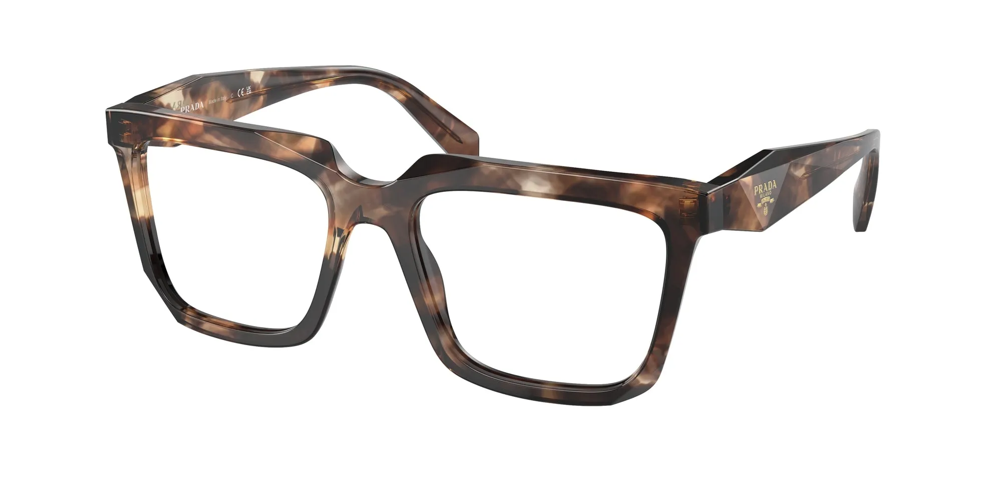 Prada PR A19V 14P1O1 Montature da vista Acetato Tartaruga Trasparente Squadrata Normale - immagine 1