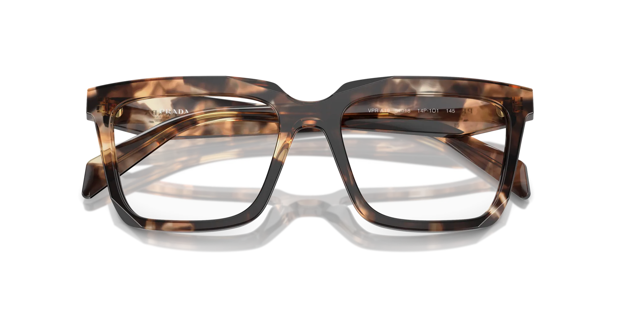 Prada PR A19V 14P1O1 Montature da vista Acetato Tartaruga Trasparente Squadrata Normale - immagine 2