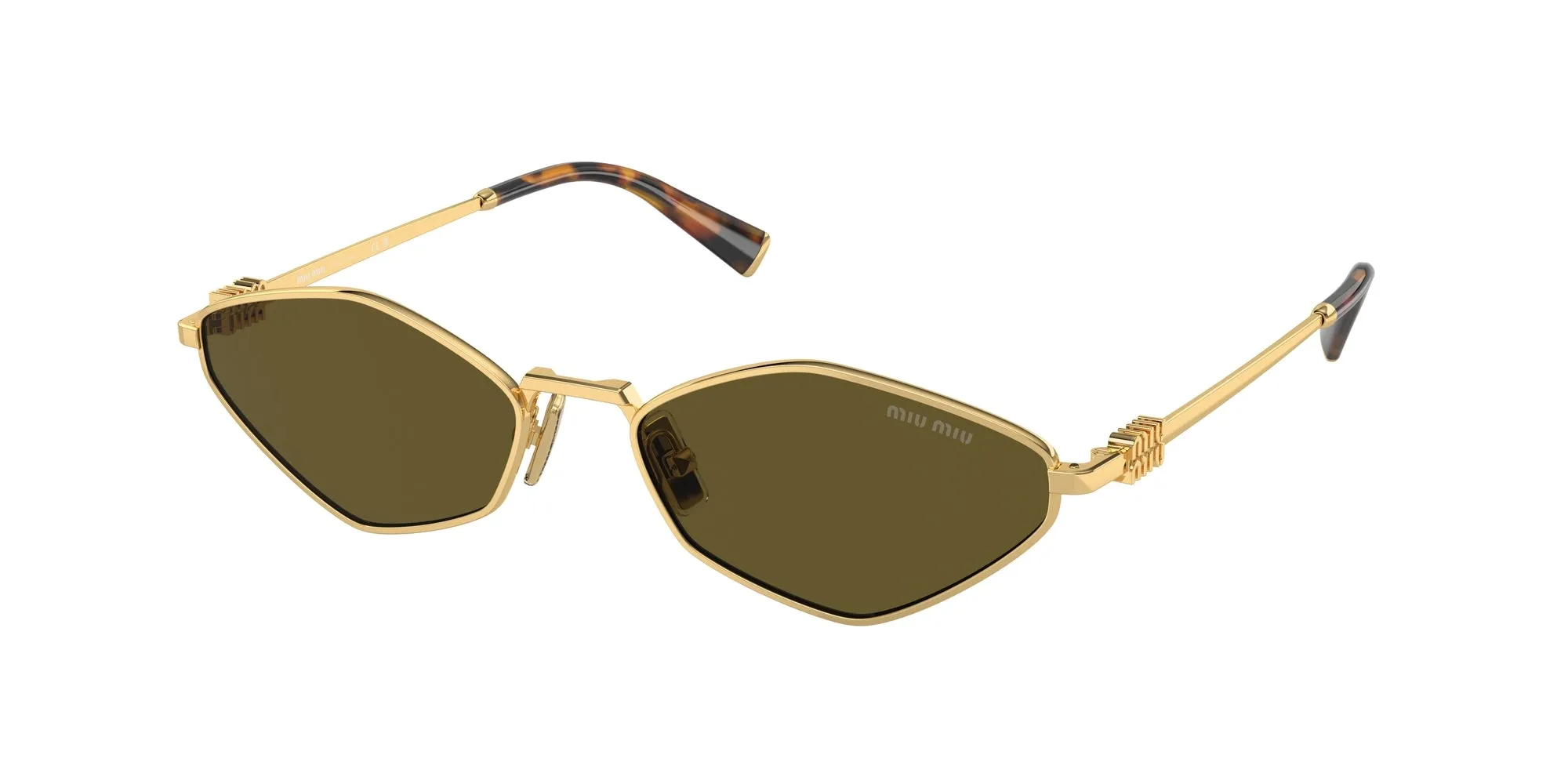 Miu Miu MU 56ZS 5AK09Z Occhiali da sole Metallo Oro Marrone Geometrica Normale - immagine 1