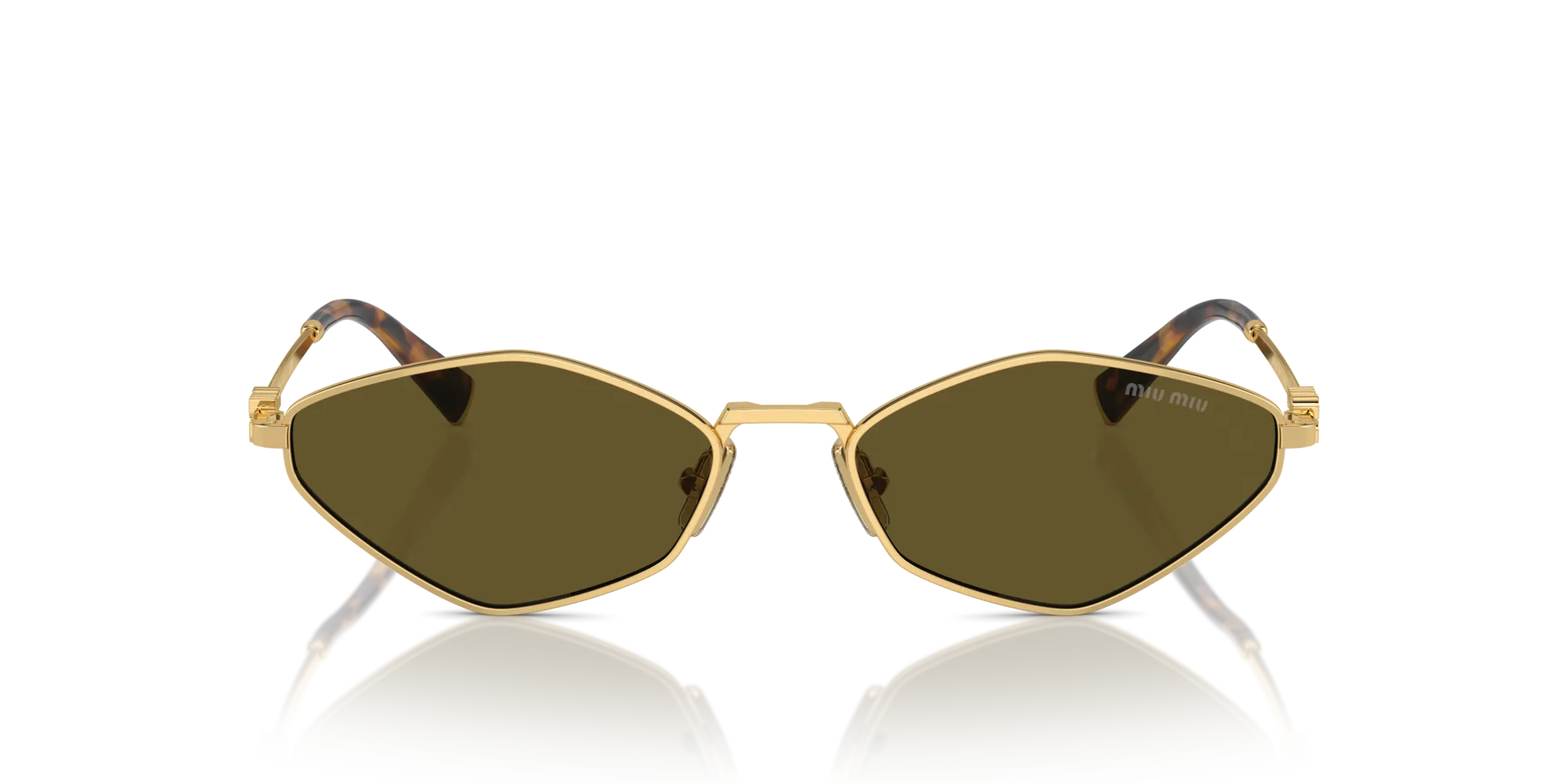 Miu Miu MU 56ZS 5AK09Z Occhiali da sole Metallo Oro Marrone Geometrica Normale - immagine 3