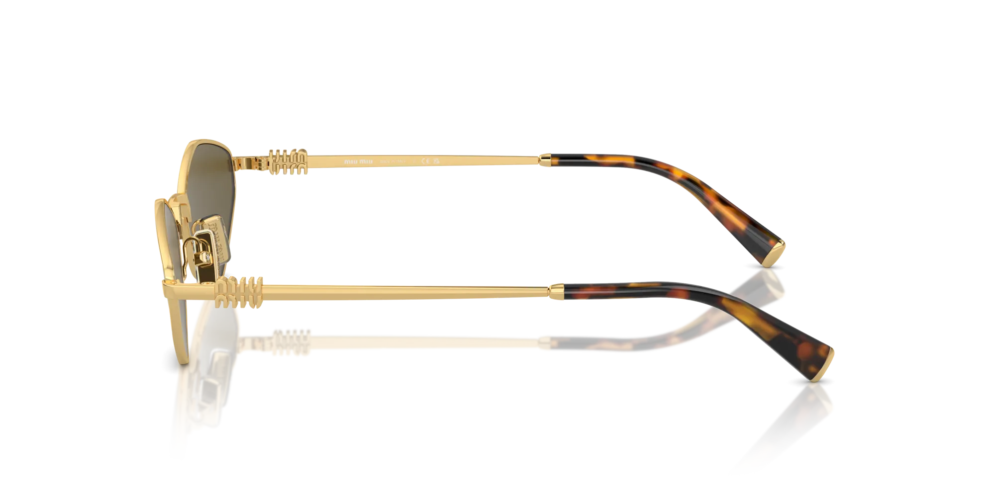 Miu Miu MU 56ZS 5AK09Z Occhiali da sole Metallo Oro Marrone Geometrica Normale - immagine 4