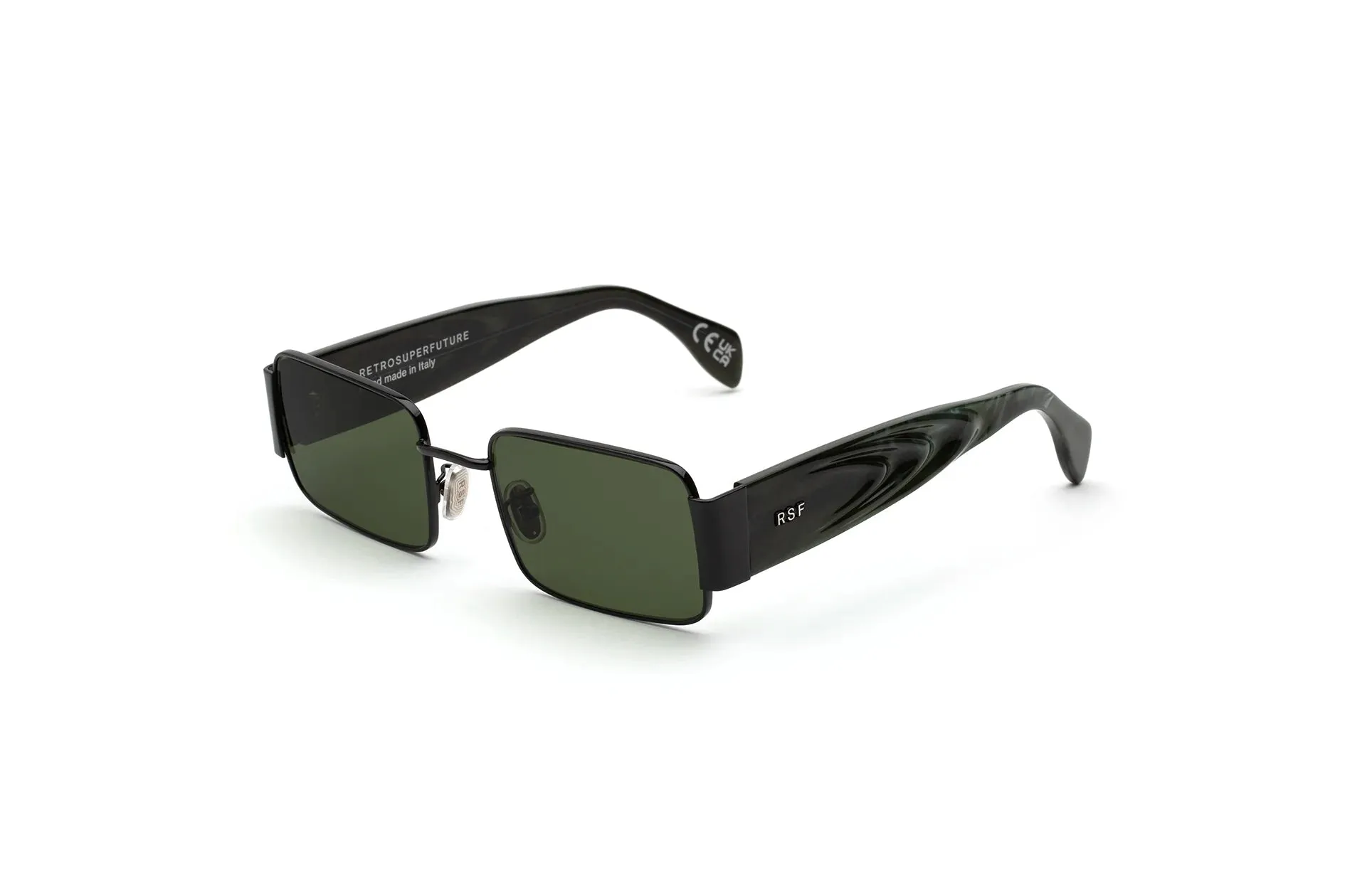 Retrosuperfuture 13W Z TARTARUGA Occhiali da sole Metallo Nero Verde Squadrata Normale - immagine 1