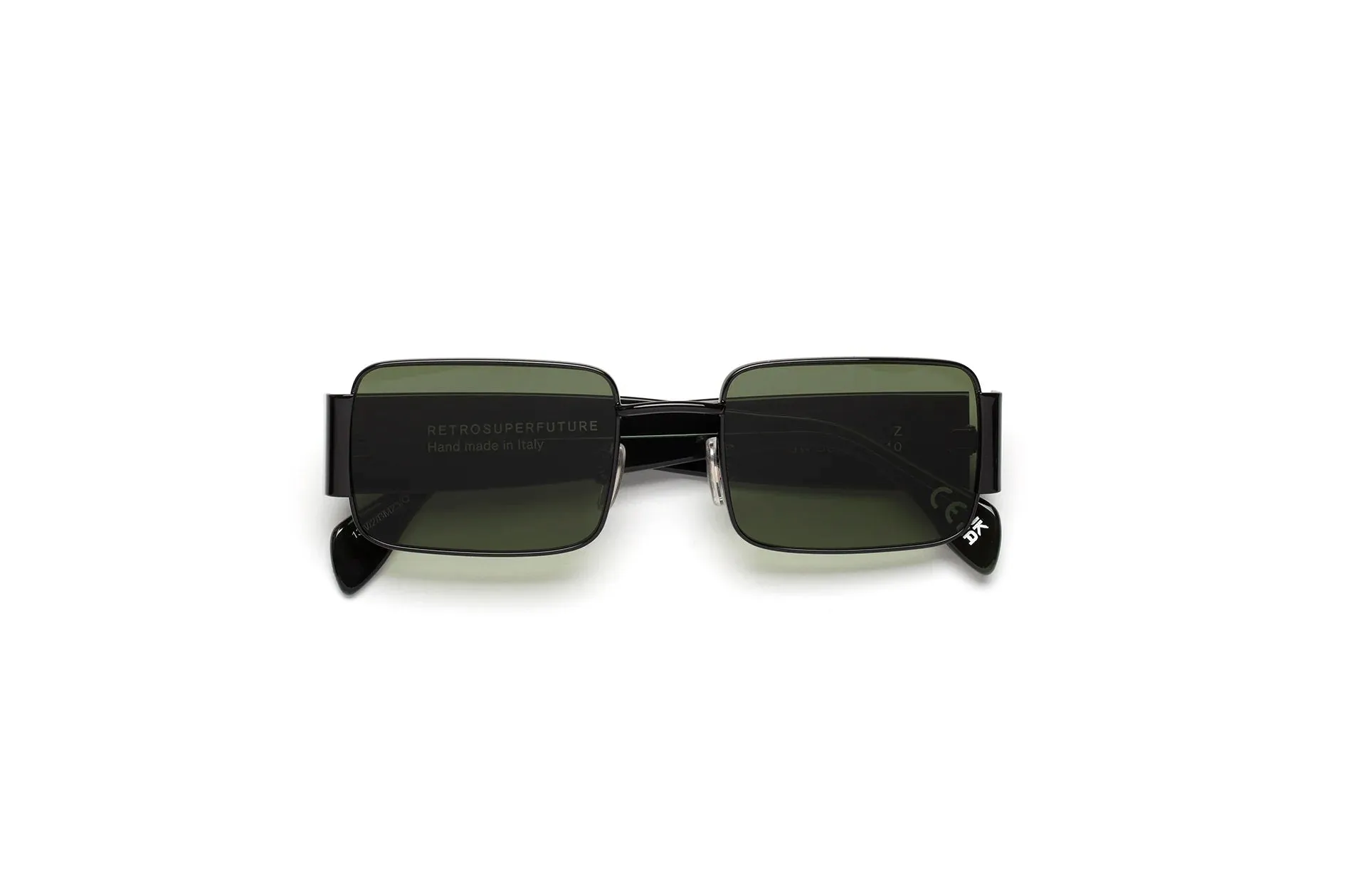 Retrosuperfuture 13W Z TARTARUGA Occhiali da sole Metallo Nero Verde Squadrata Normale - immagine 2