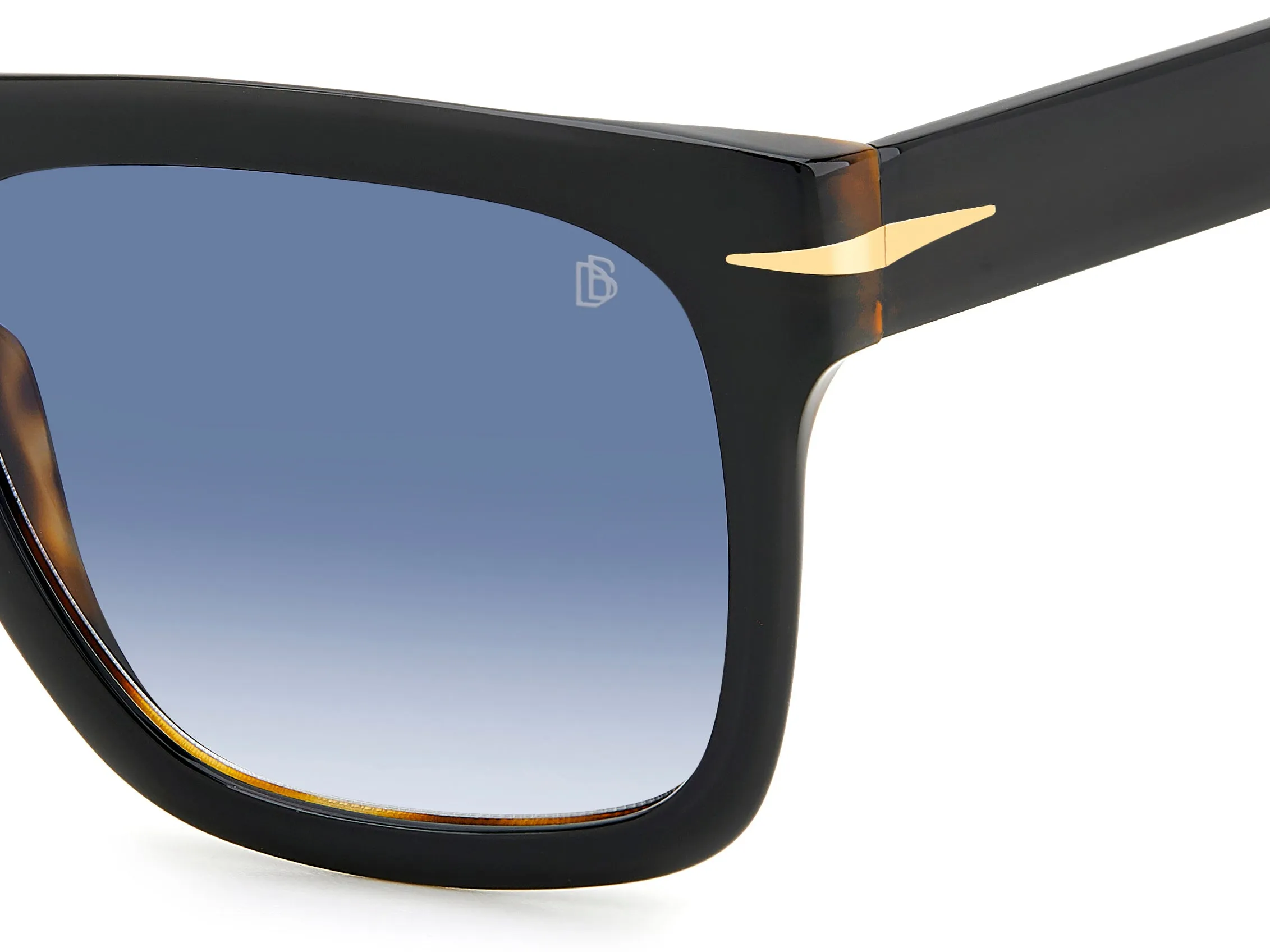 DAVID BECKHAM DB 7000/S FLAT WR7/08 Occhiali da sole Acetato Nero / Havana Blu Squadrata Sfumato - immagine 3
