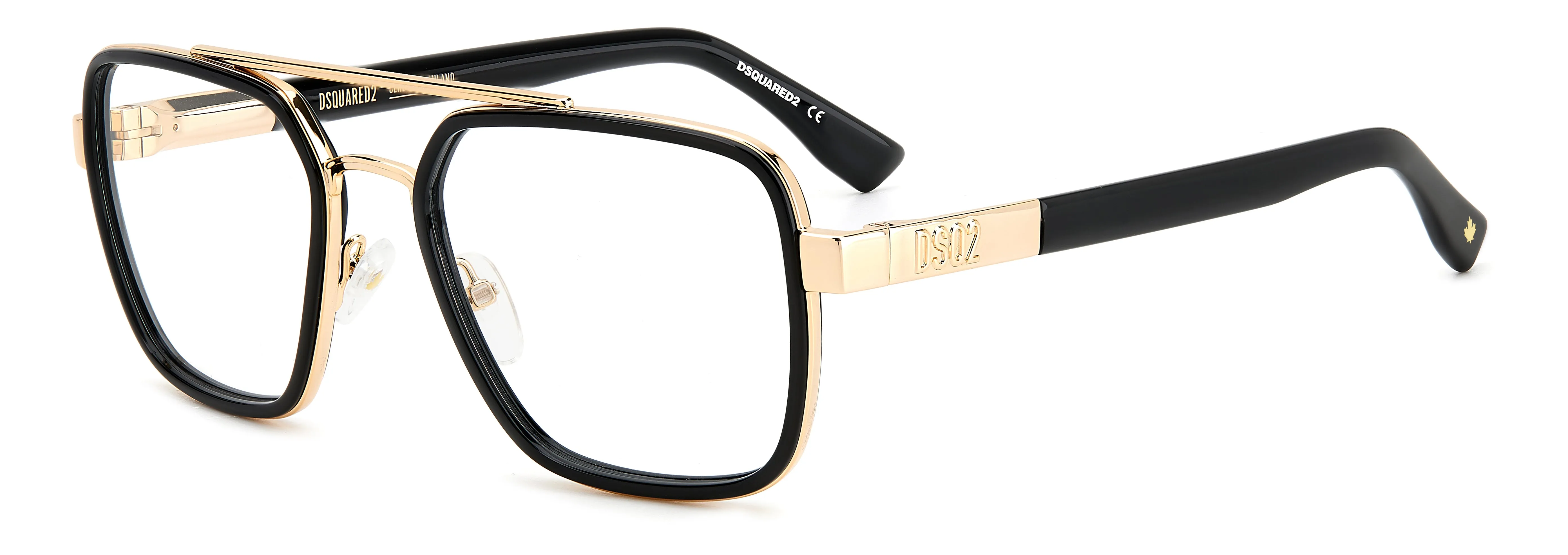 Dsquared2 D2 0064 RHL Montature da vista Acetato Oro / Nero Squadrata - immagine 1