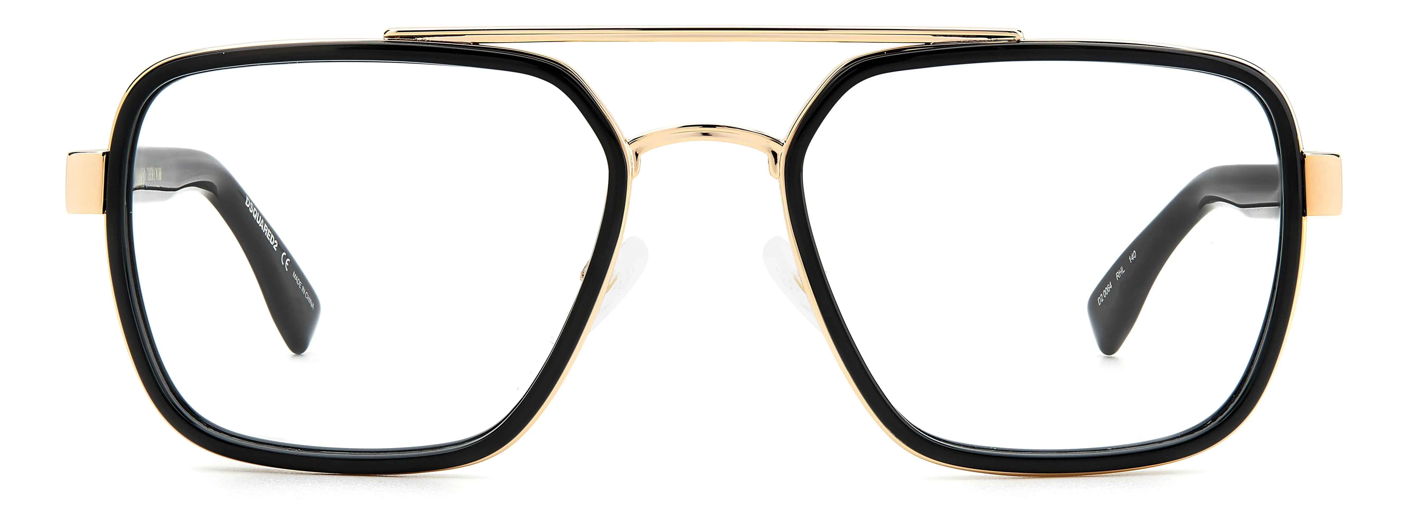 Dsquared2 D2 0064 RHL Montature da vista Acetato Oro / Nero Squadrata - immagine 2