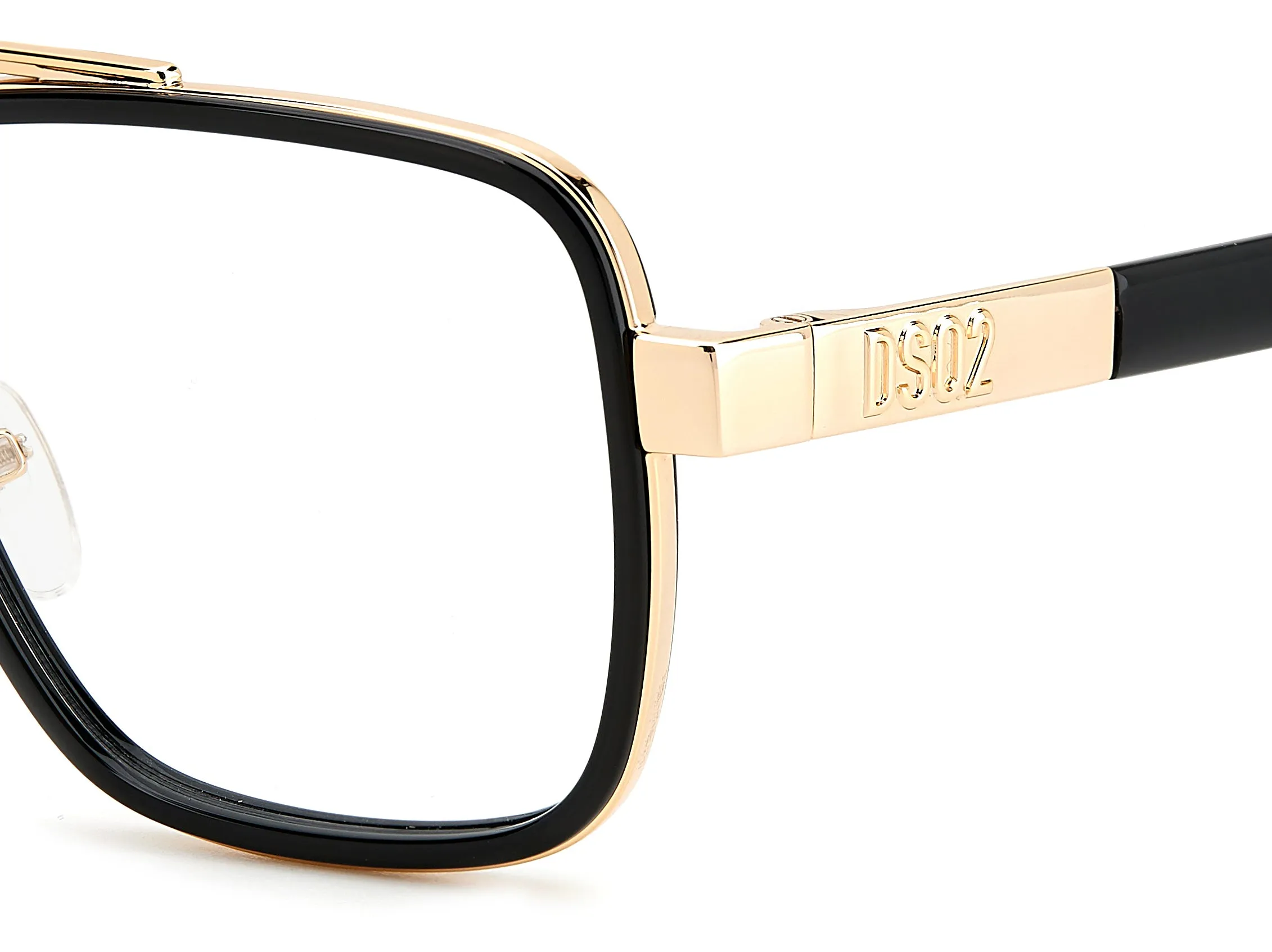 Dsquared2 D2 0064 RHL Montature da vista Acetato Oro / Nero Squadrata - immagine 3
