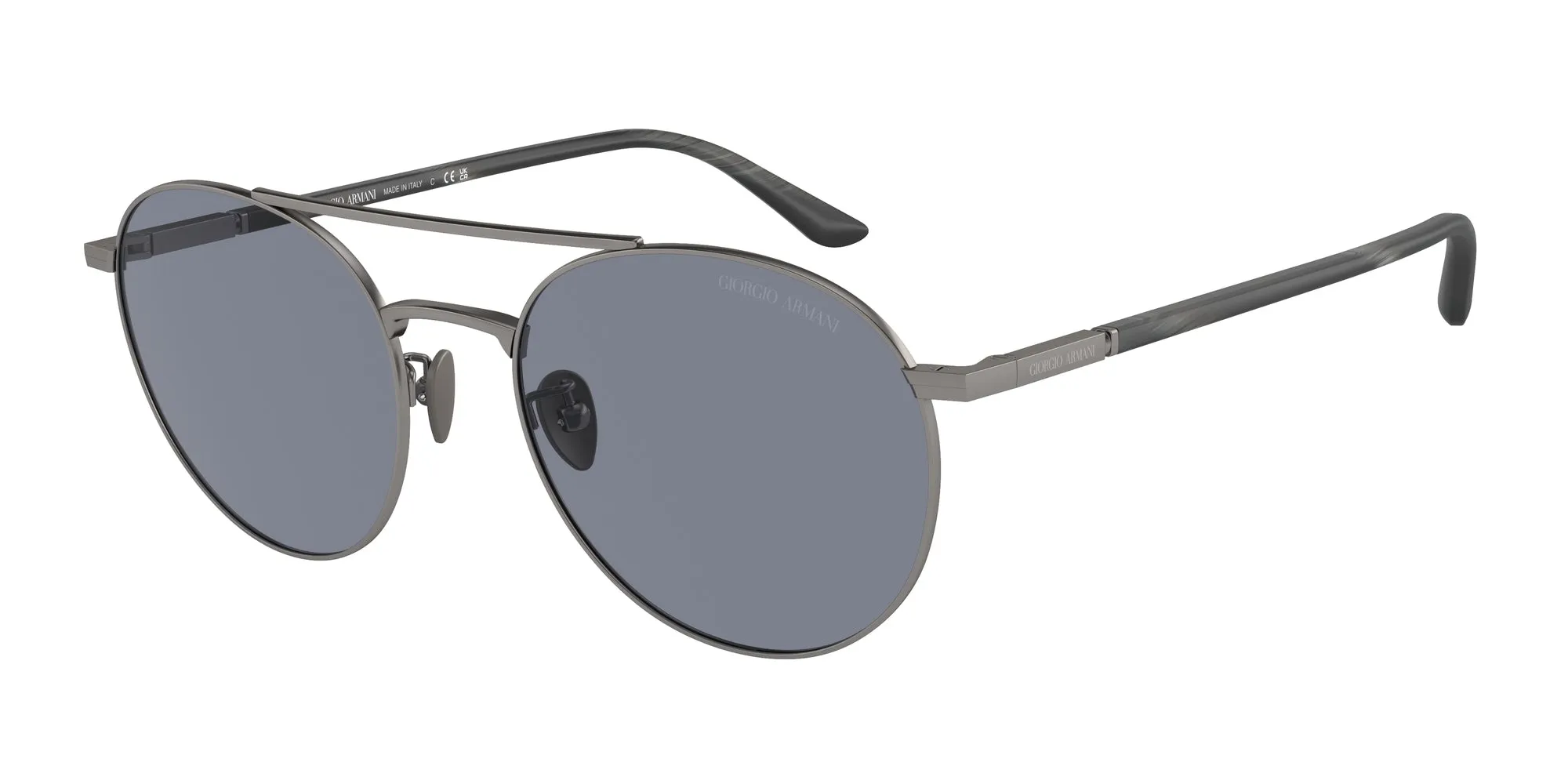 Giorgio Armani AR6156 337819 Occhiali da sole Acciaio Grigio Blu Rotonda Normale - immagine 1