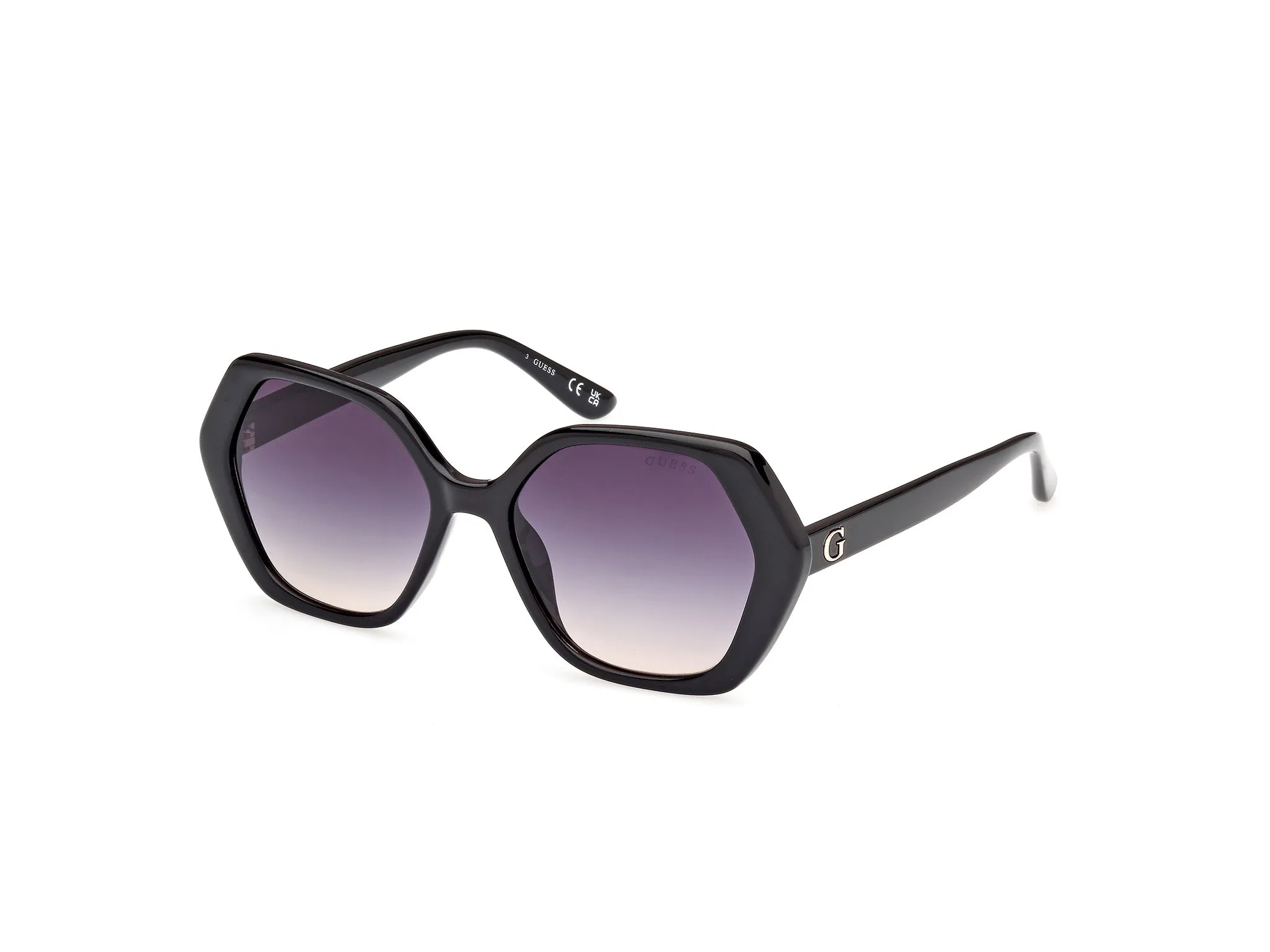 Guess GU8292 01B Occhiali da sole Iniettato Nero Fumo Geometrica Normale Sfumato - immagine 1