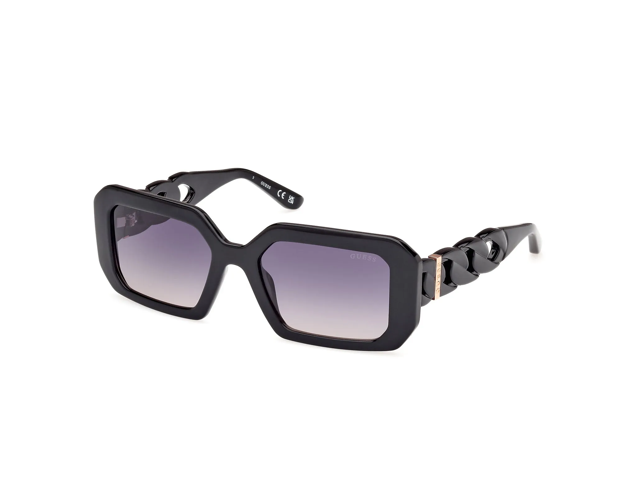 Guess GU00110 01B Occhiali da sole Iniettato Nero Grigio Geometrica Normale Sfumato - immagine 1