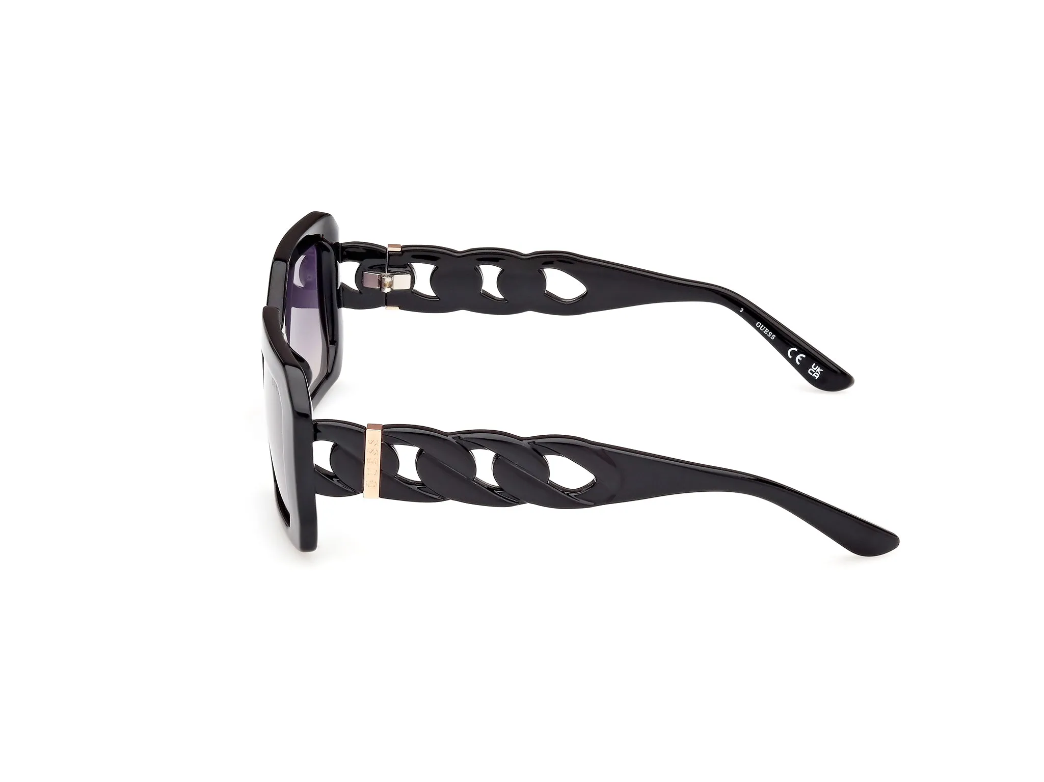 Guess GU00110 01B Occhiali da sole Iniettato Nero Grigio Geometrica Normale Sfumato - immagine 3