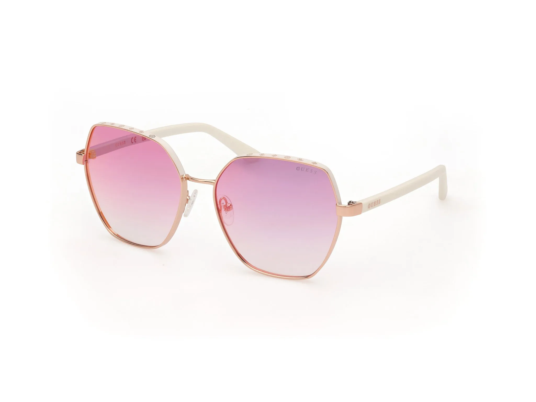 Guess GU00108 21Z Occhiali da sole Metallo Bianco Viola Geometrica Normale - immagine 1
