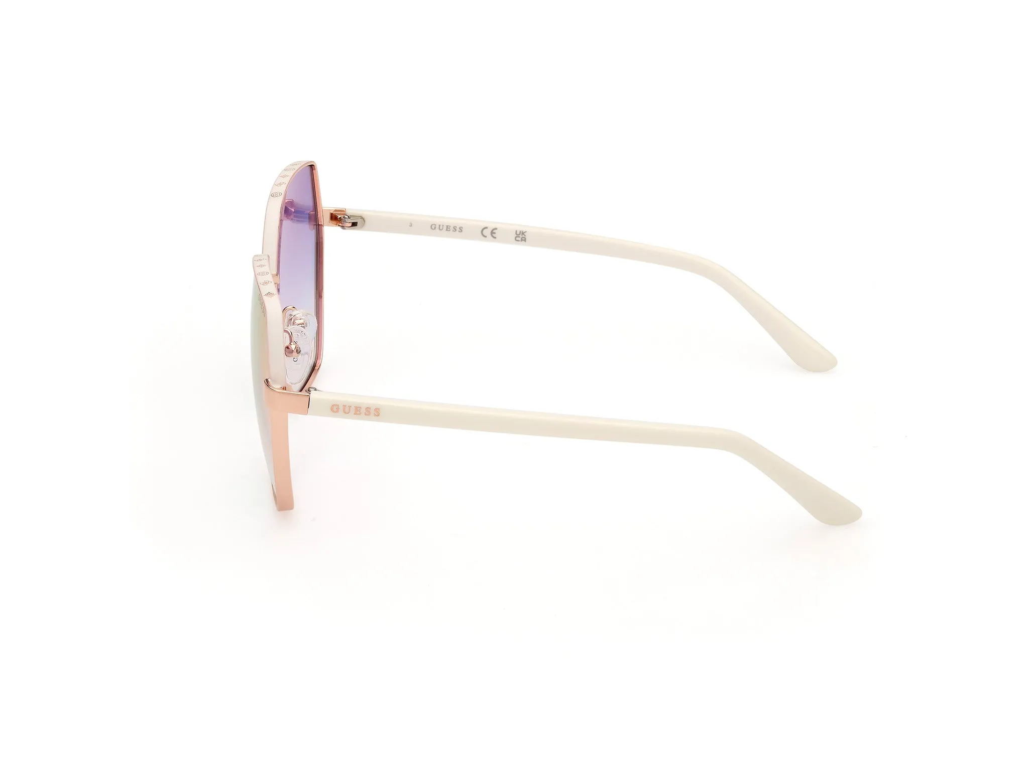 Guess GU00108 21Z Occhiali da sole Metallo Bianco Viola Geometrica Normale - immagine 3