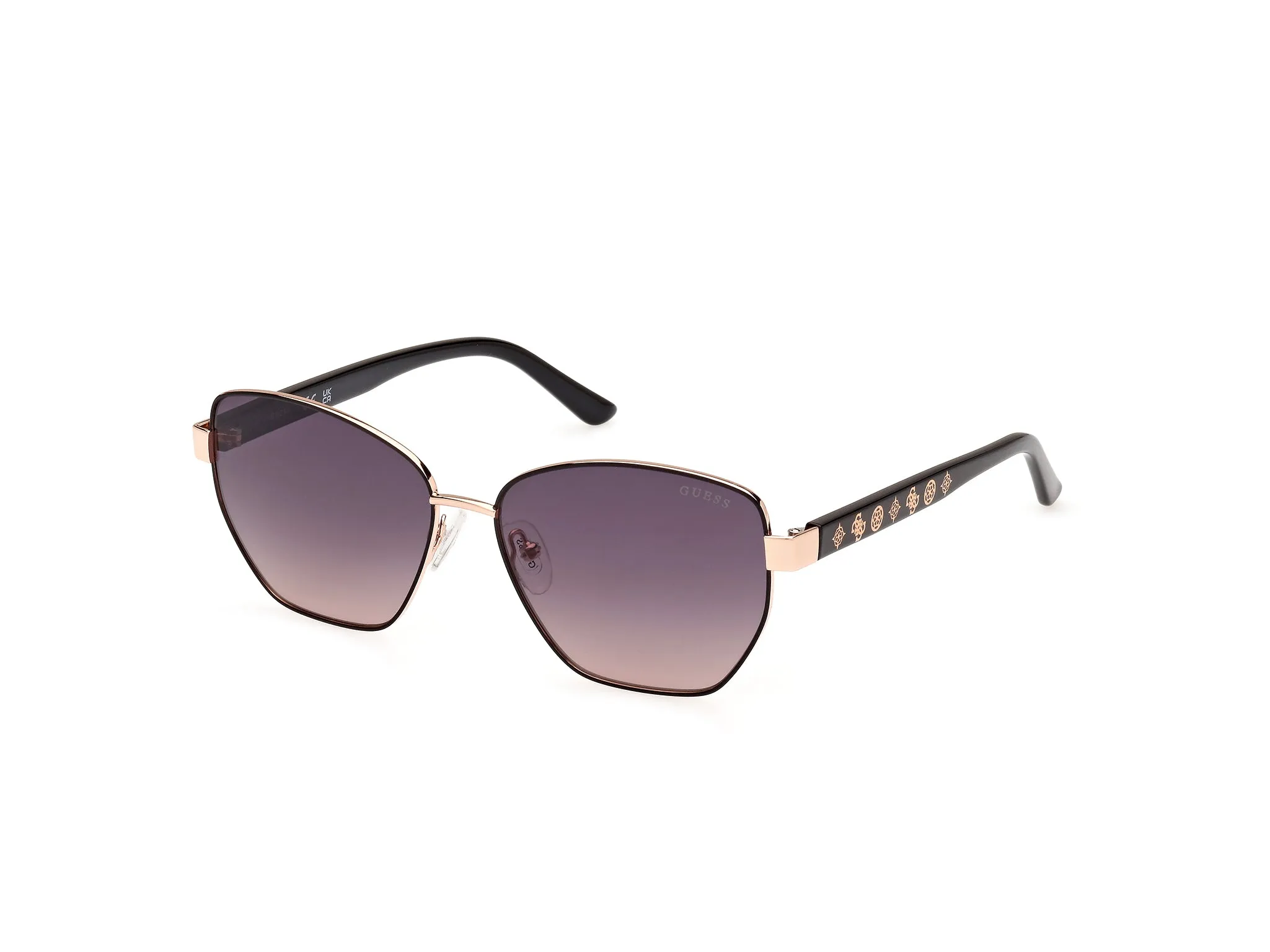 Guess GU00102 05B Occhiali da sole Metallo Nero Fumo Geometrica Normale - immagine 1