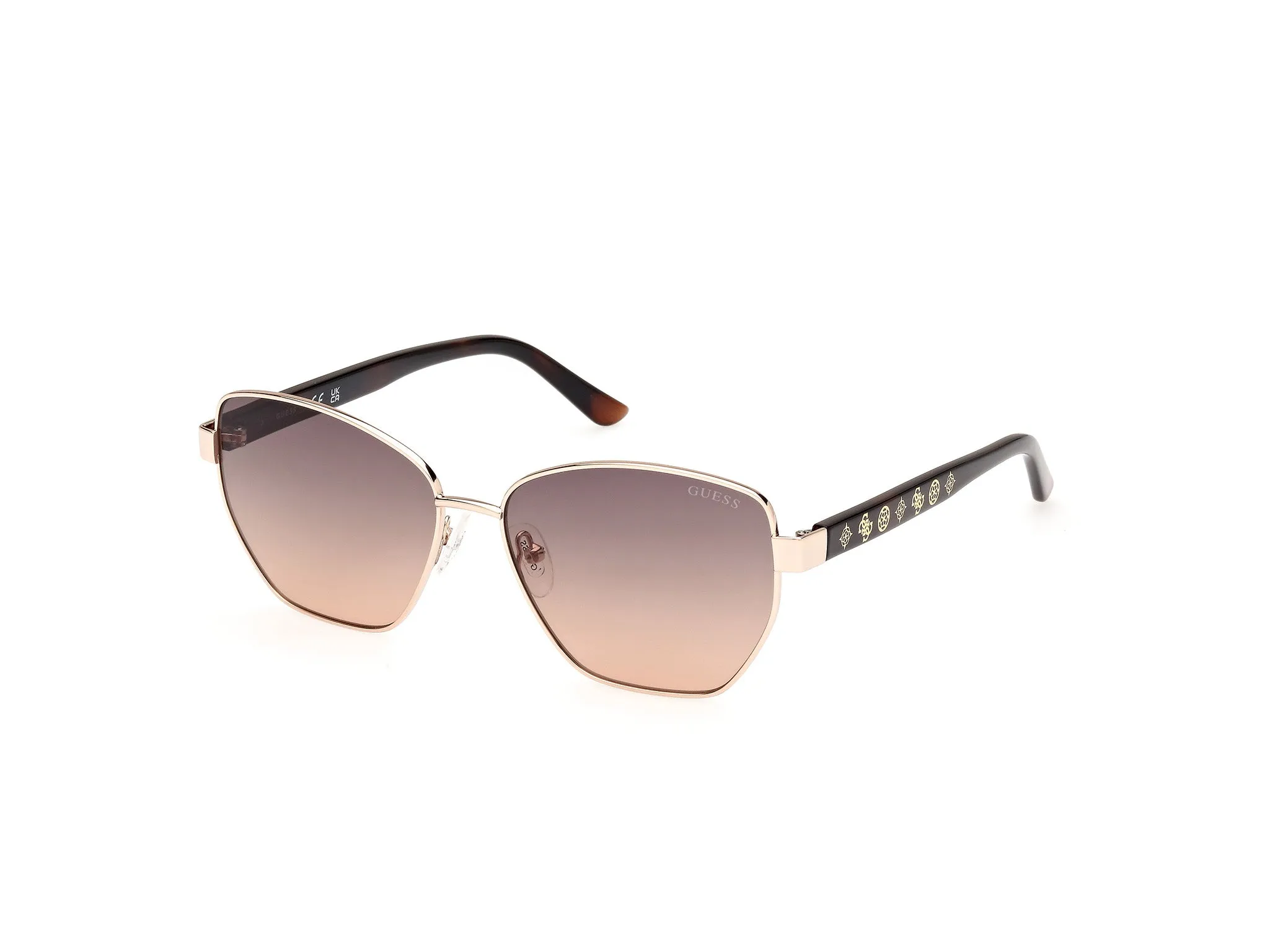 Guess GU00102 32F Occhiali da sole Metallo Oro Marrone Geometrica Normale - immagine 1