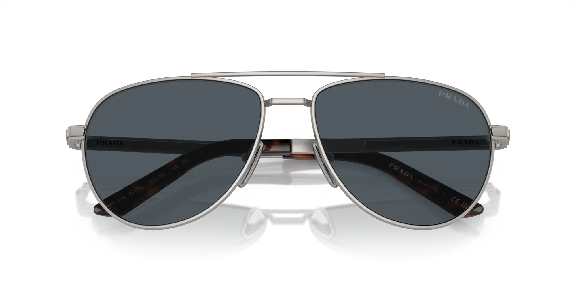 Prada PR A54S 7CQ09T Occhiali da sole Metallo Grigio Grigio Pilot Normale - immagine 2