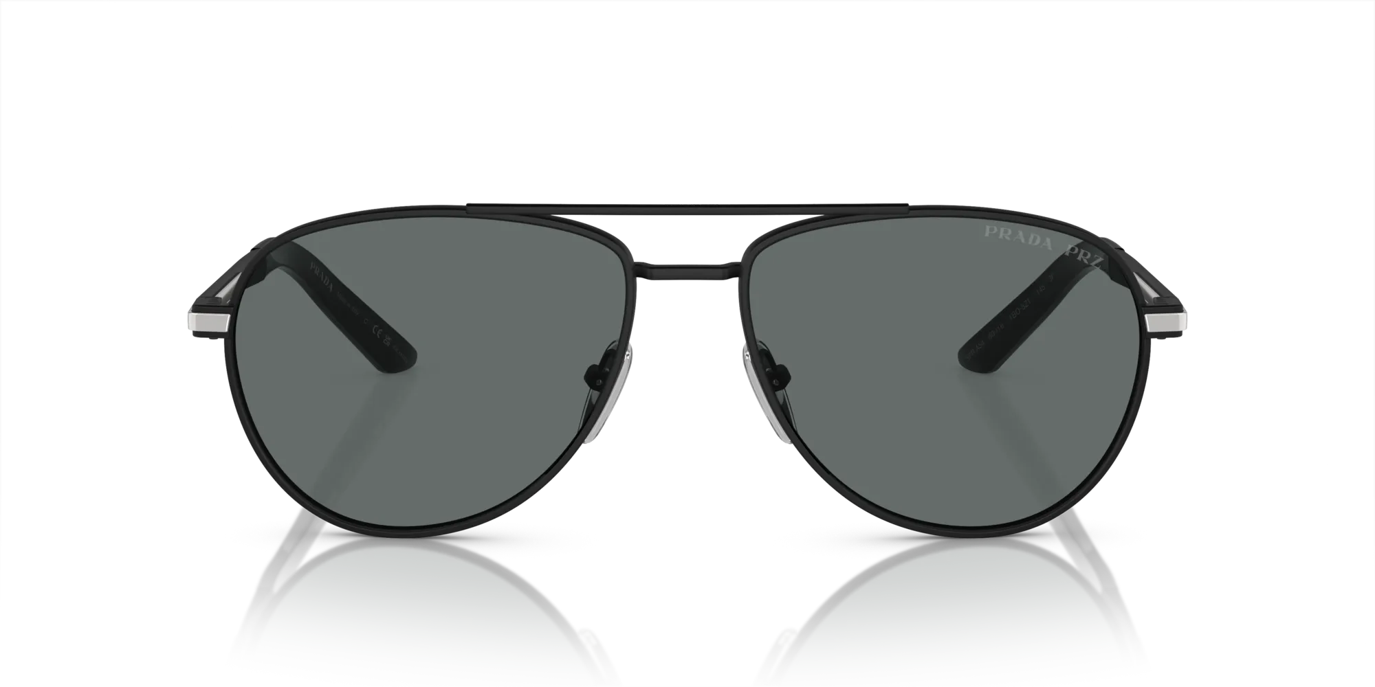 Prada PR A54S 1BO5Z1 Occhiali da sole Metallo Nero Grigio Pilot Polarizzata - immagine 3