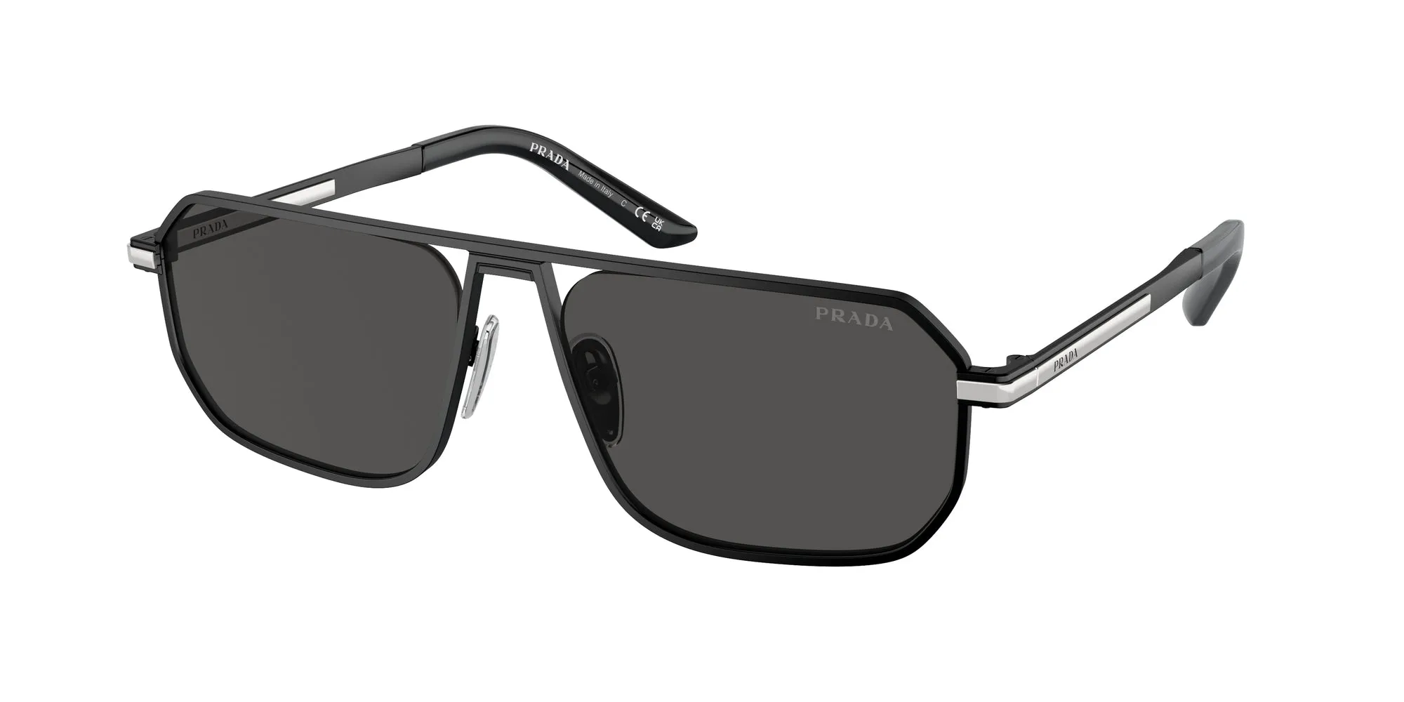 Prada PR A53S 1BO5S0 Occhiali da sole Metallo Nero Grigio Pillow Normale - immagine 1
